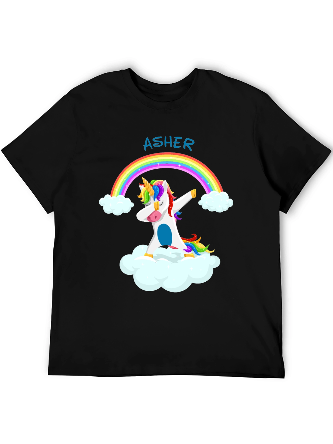 Rainbow Unicorn Asher T-Shirt - Custom Name