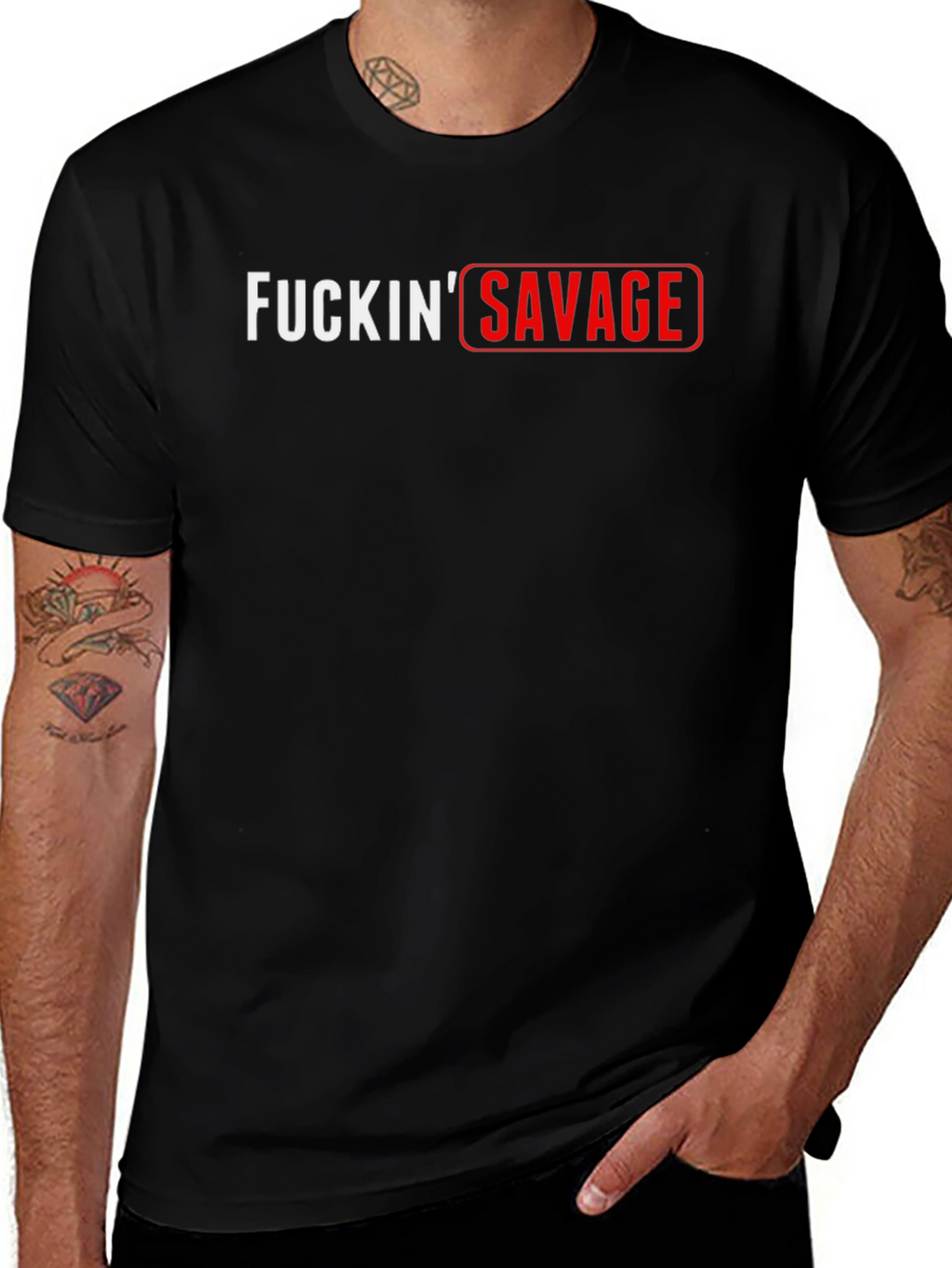 F*ckin Savage Black Graphic Tee - Edgy & Bold