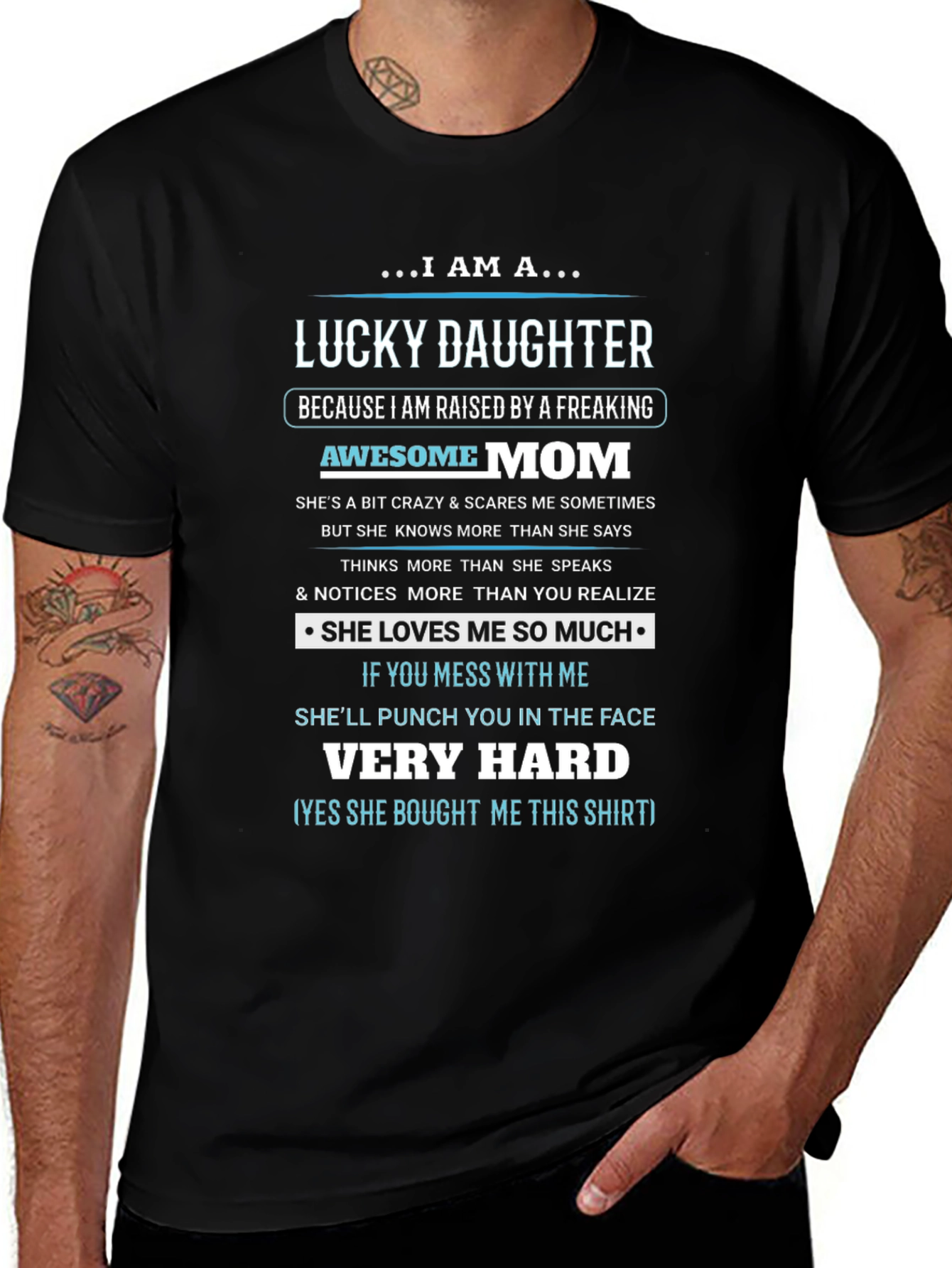 Lucky Daughter Graphic T-Shirt - Awesome Mom