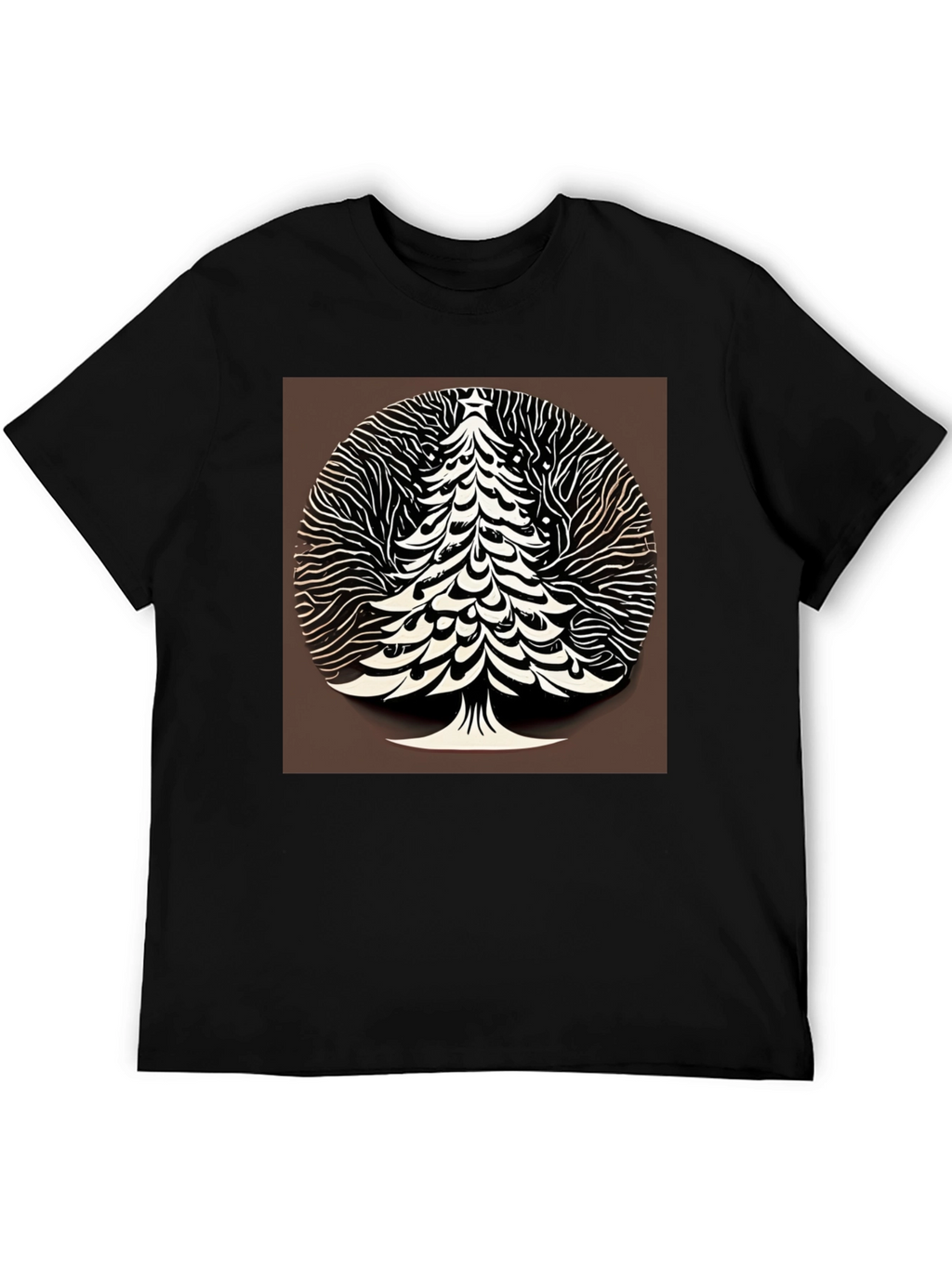 Modern Christmas Tree Graphic Tee - Black