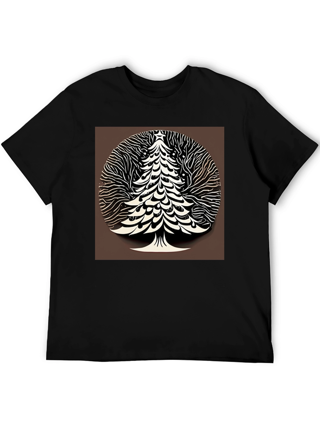 Modern Christmas Tree Graphic Tee - Black
