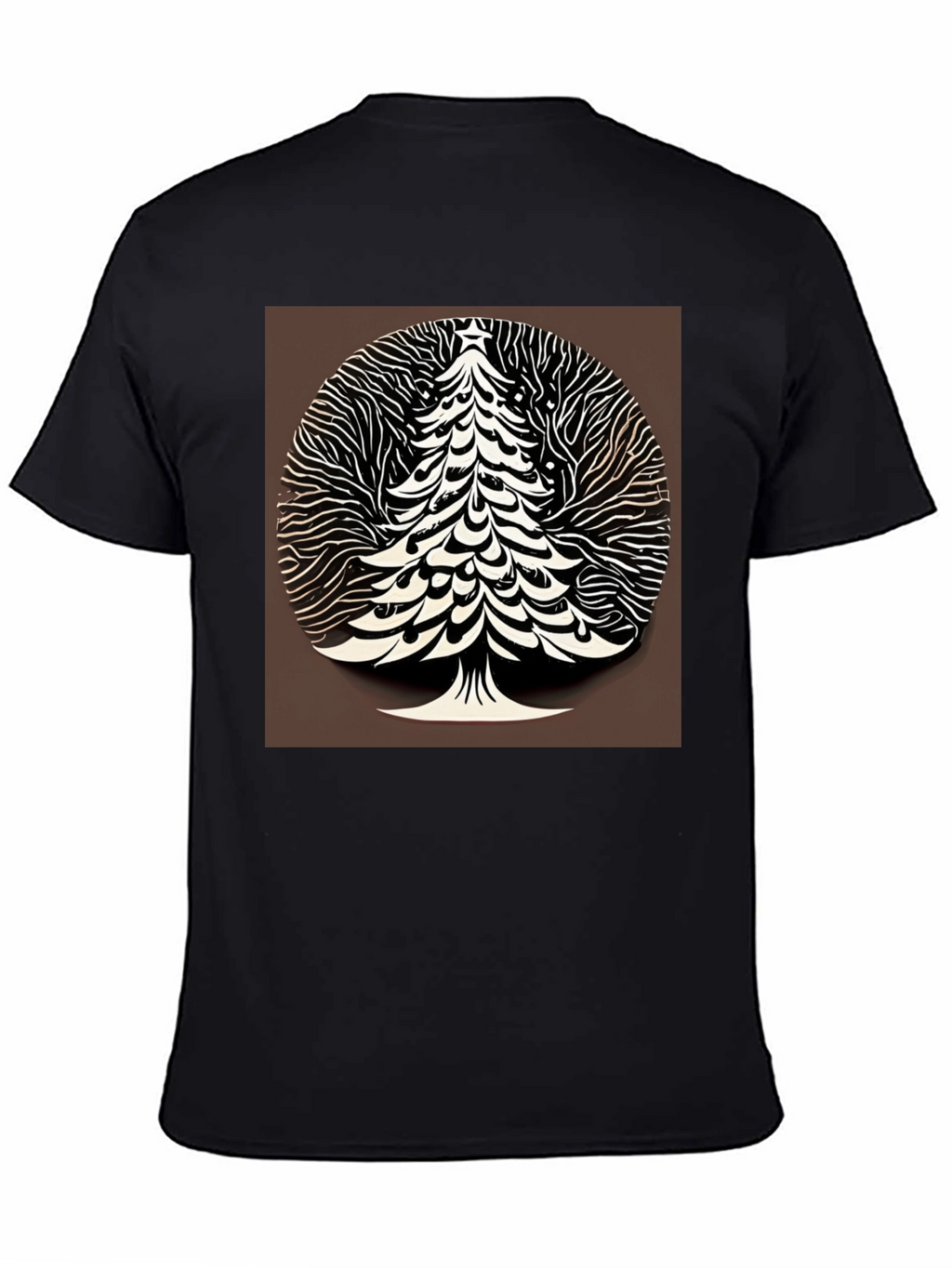 Modern Christmas Tree Graphic Tee - Black