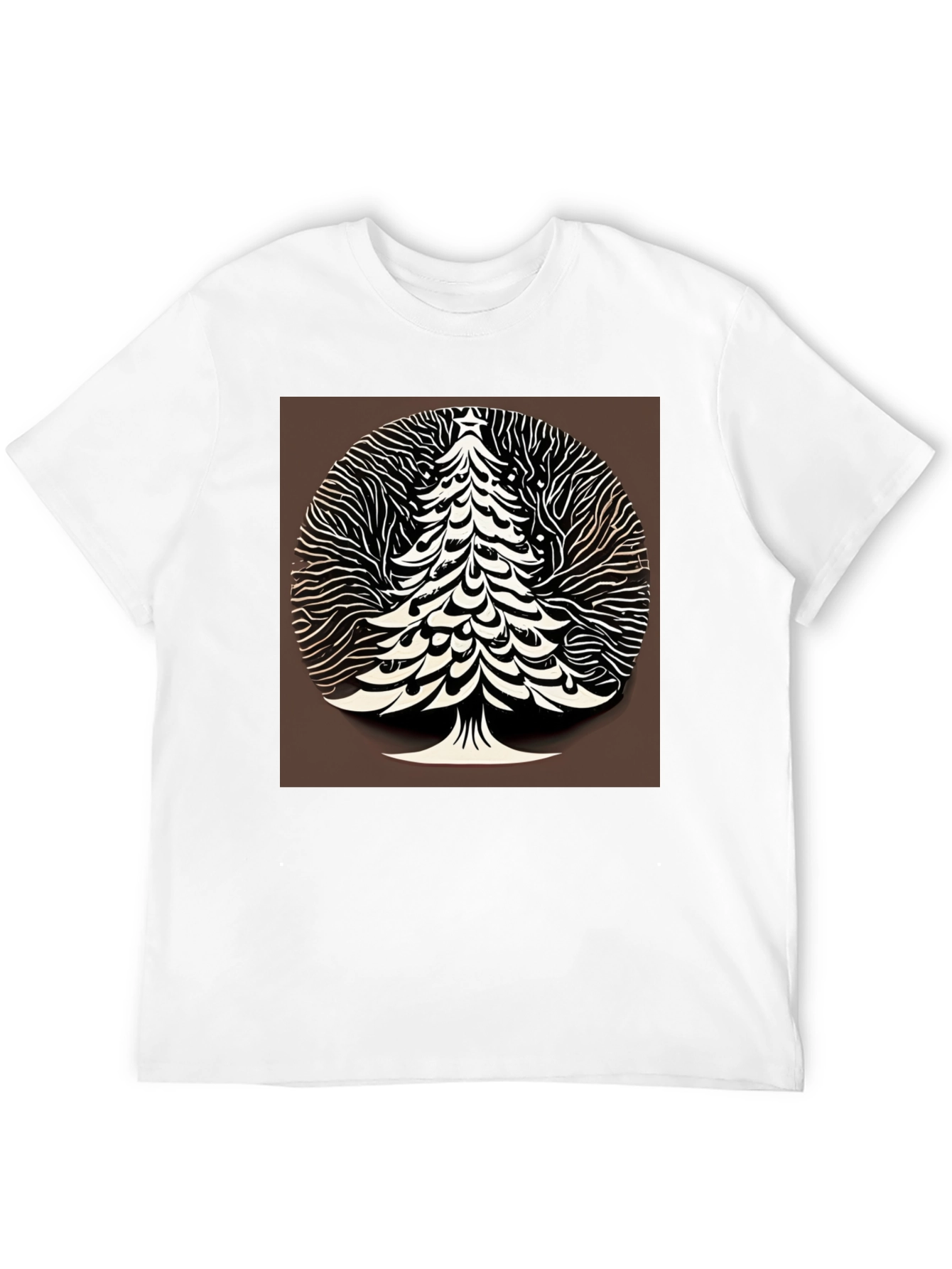 Modern Christmas Tree Graphic Tee - Black