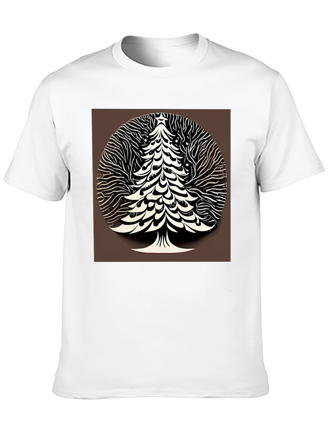 Modern Christmas Tree Graphic Tee - Black
