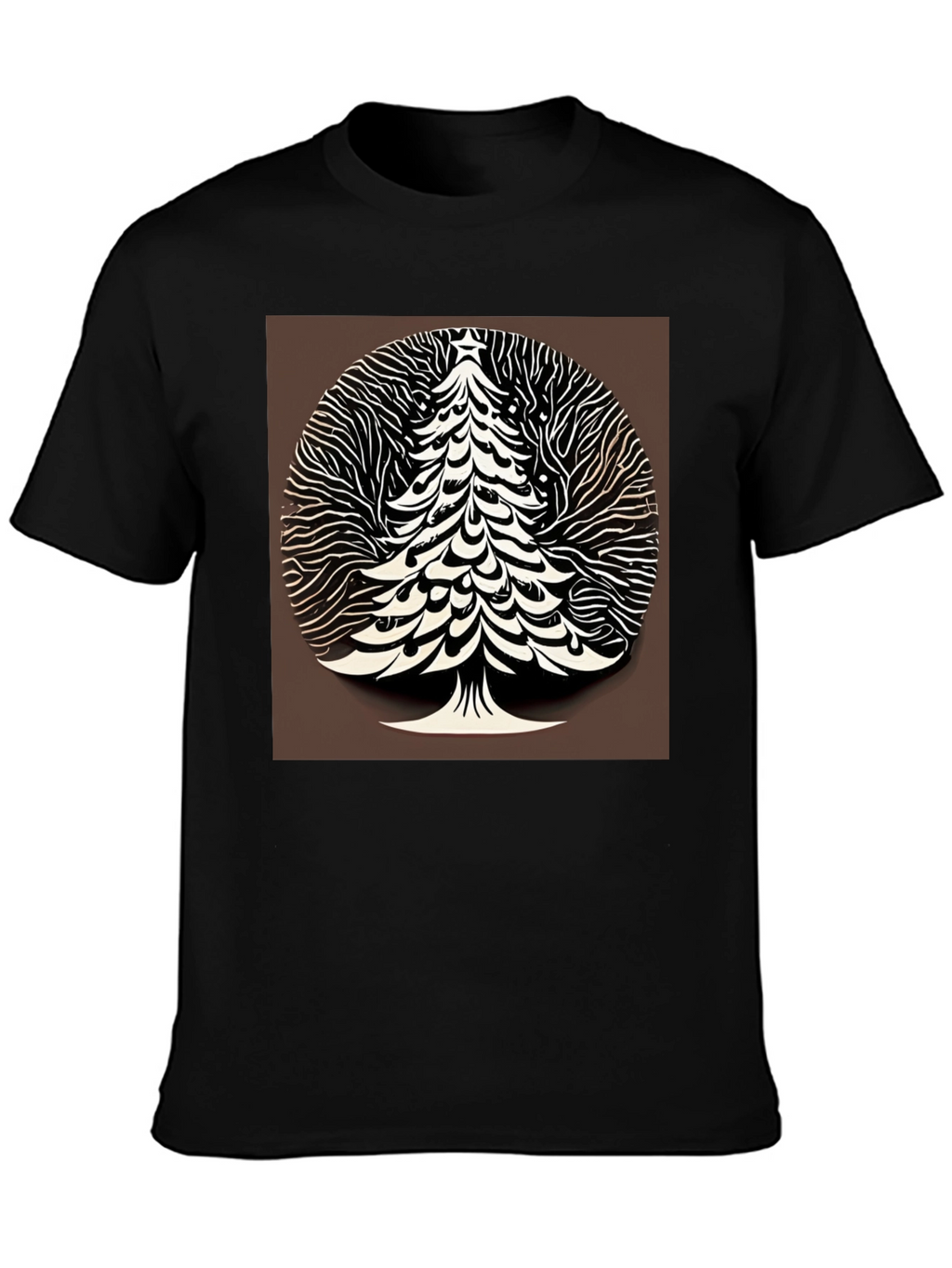 Modern Christmas Tree Graphic Tee - Black
