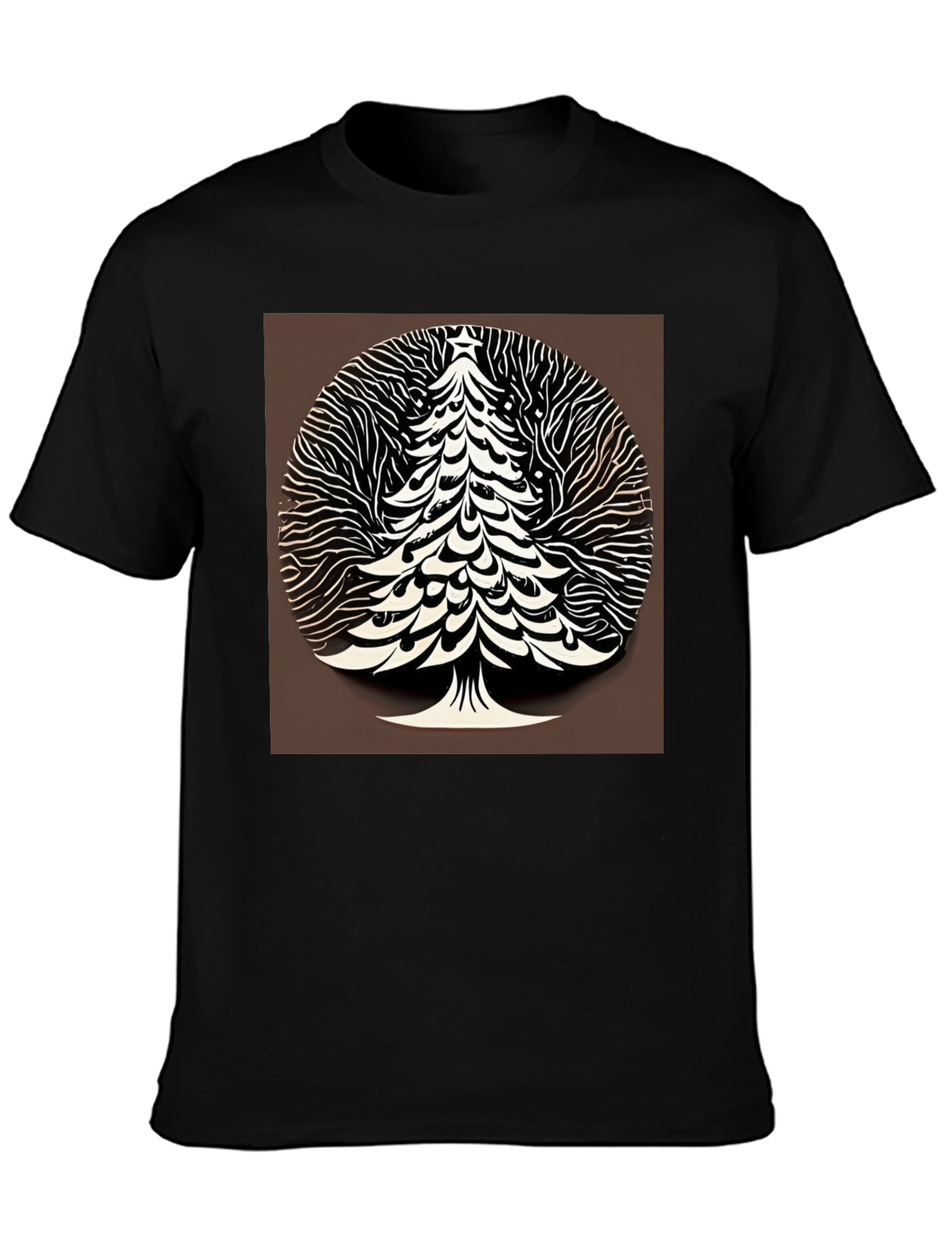 Modern Christmas Tree Graphic Tee - Black