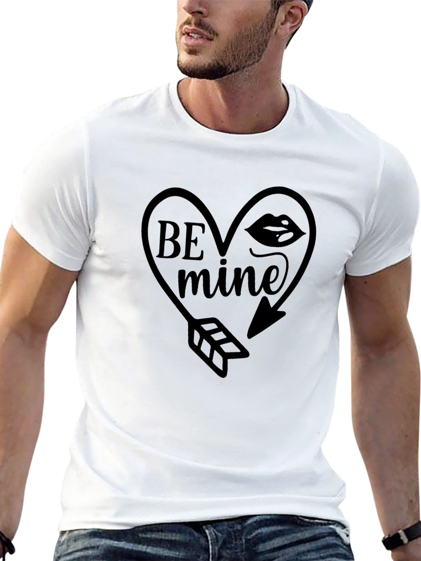 Be Mine Heart Arrow Graphic Black T-Shirt