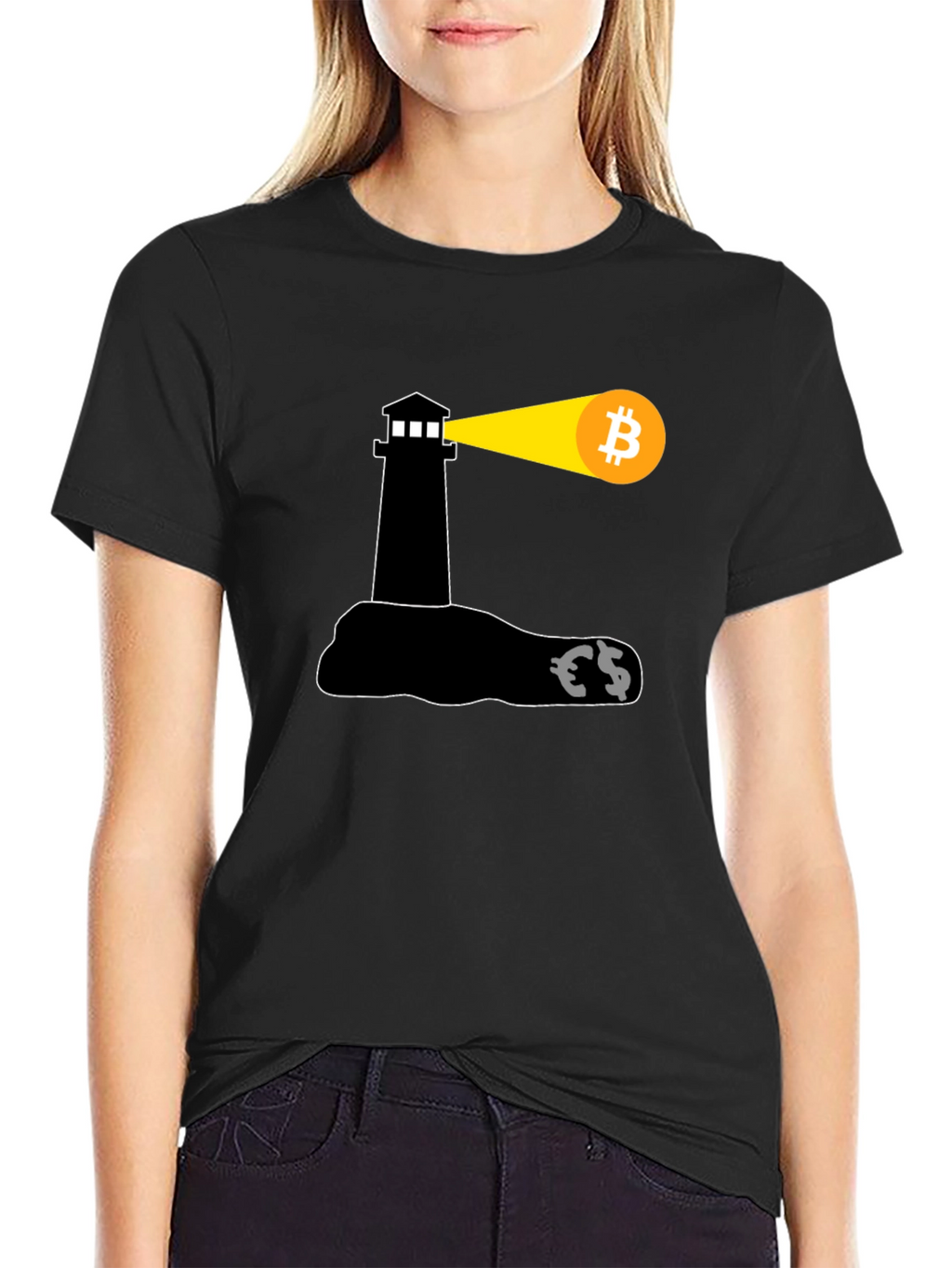 Bitcoin Lighthouse Black T-Shirt