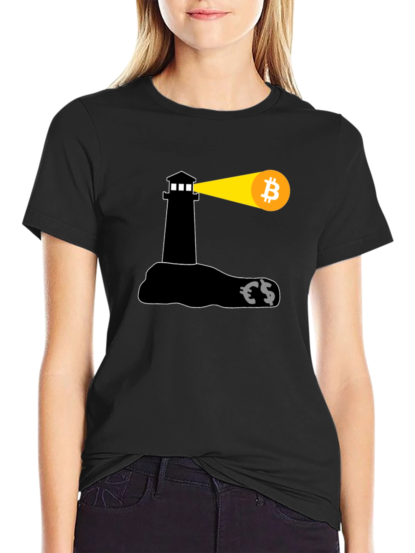 Bitcoin Lighthouse Black T-Shirt
