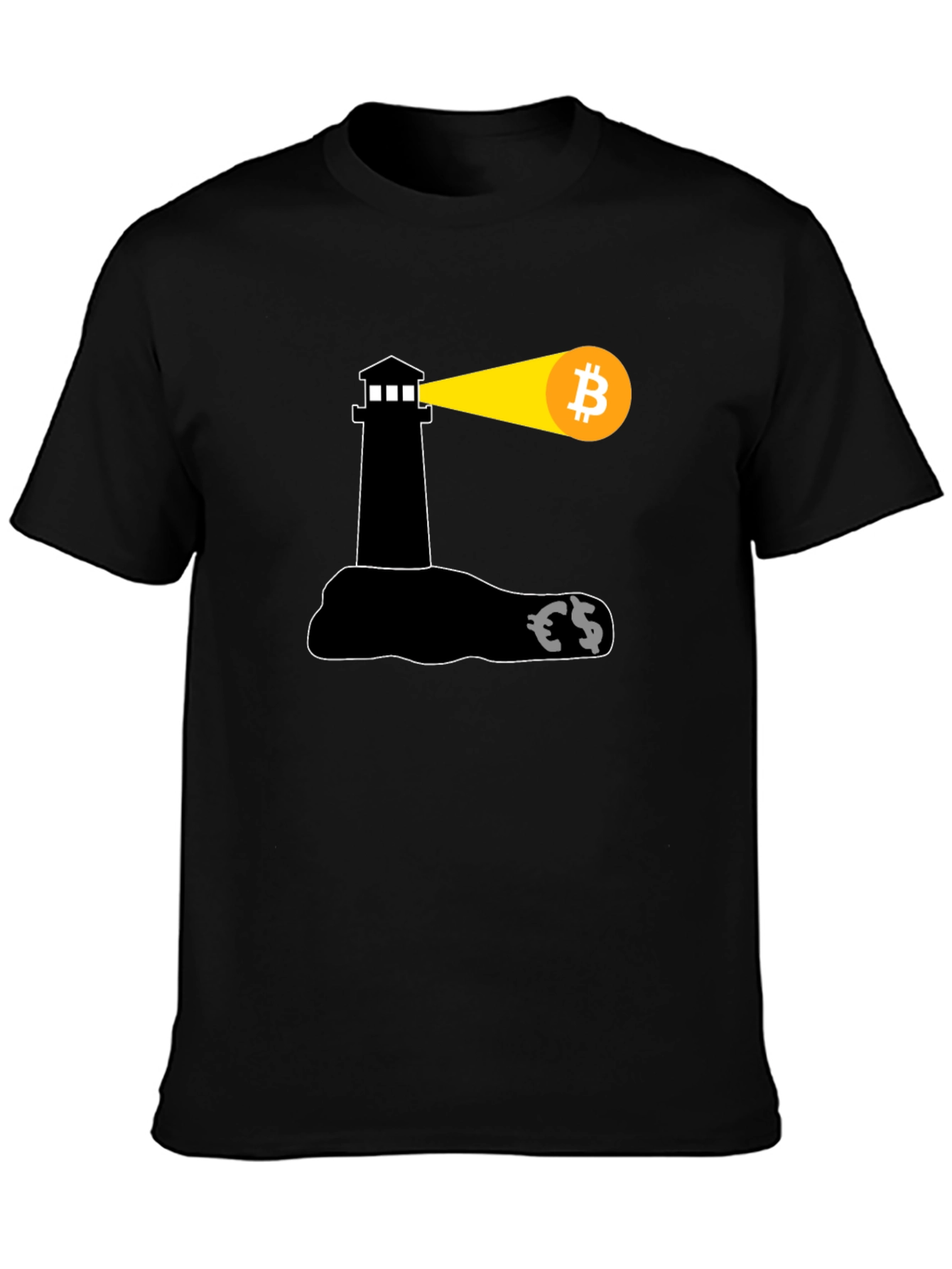 Bitcoin Lighthouse Black T-Shirt