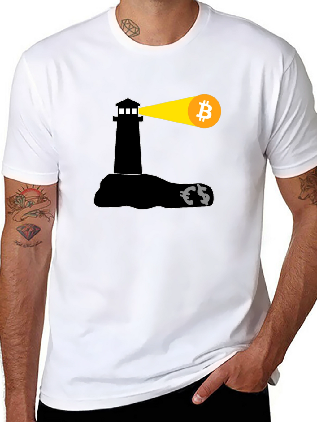 Bitcoin Lighthouse Black T-Shirt
