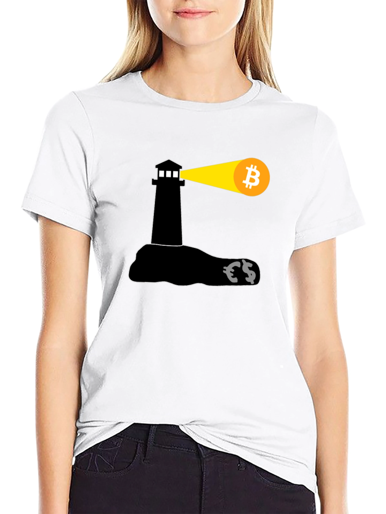 Bitcoin Lighthouse Black T-Shirt