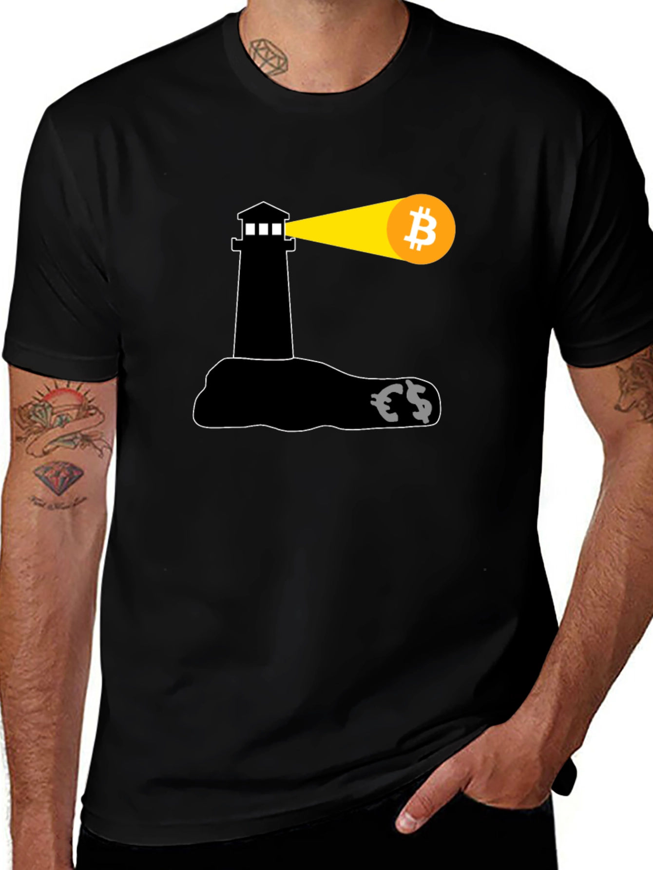 Bitcoin Lighthouse Black T-Shirt