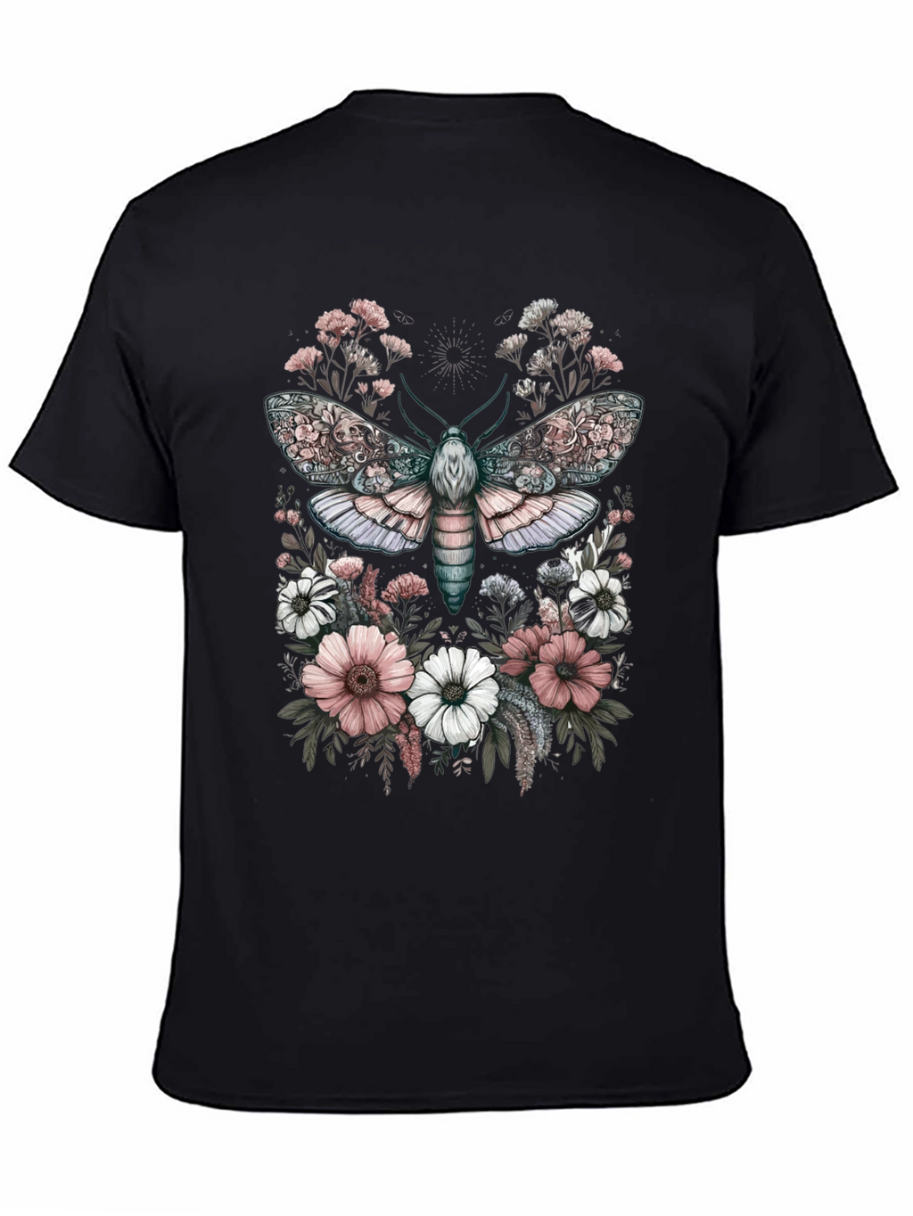 Floral Moth Graphic Tee - Unique Design