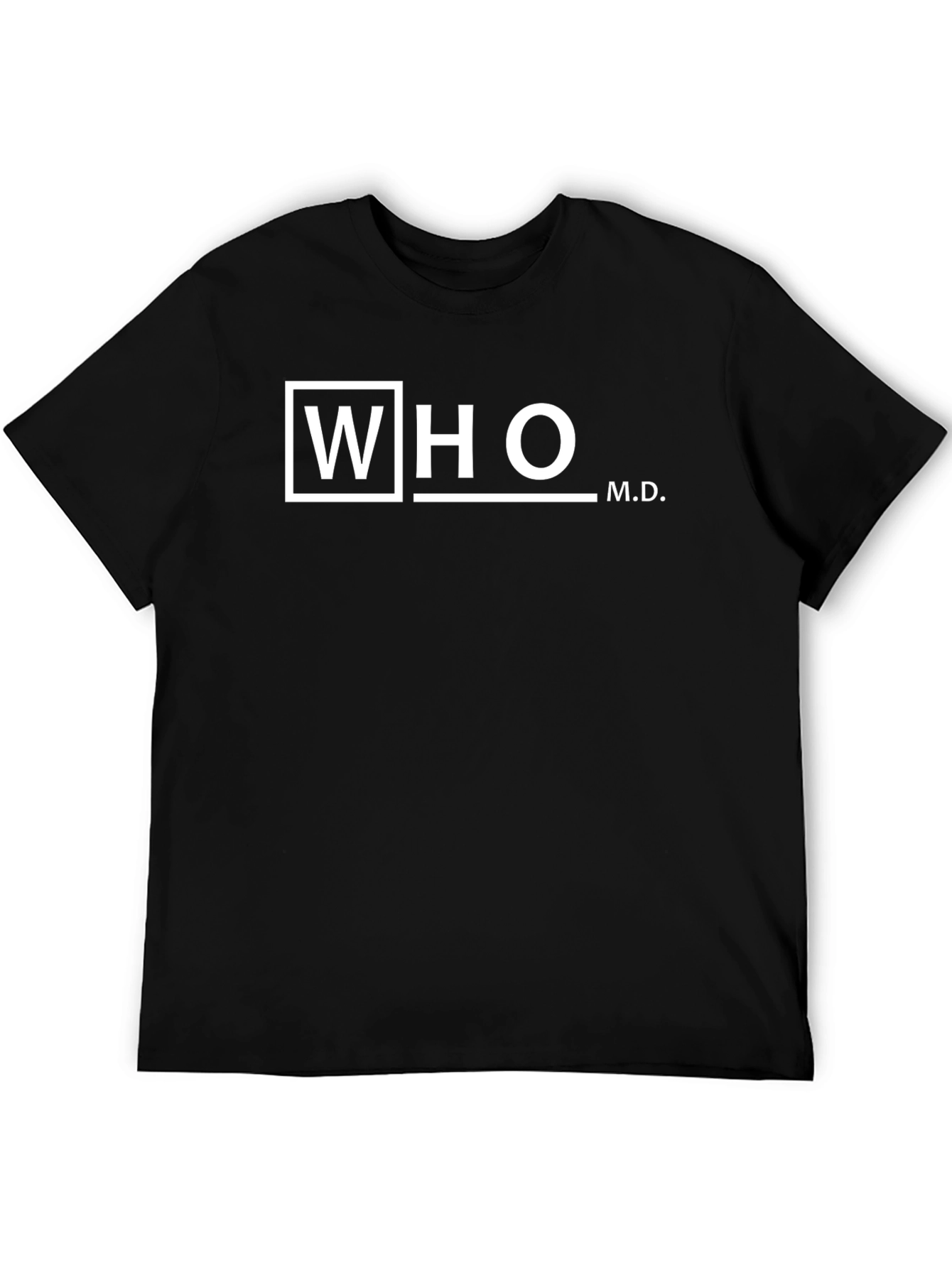 WHO M.D. Black Graphic T-Shirt - Doctor Humor