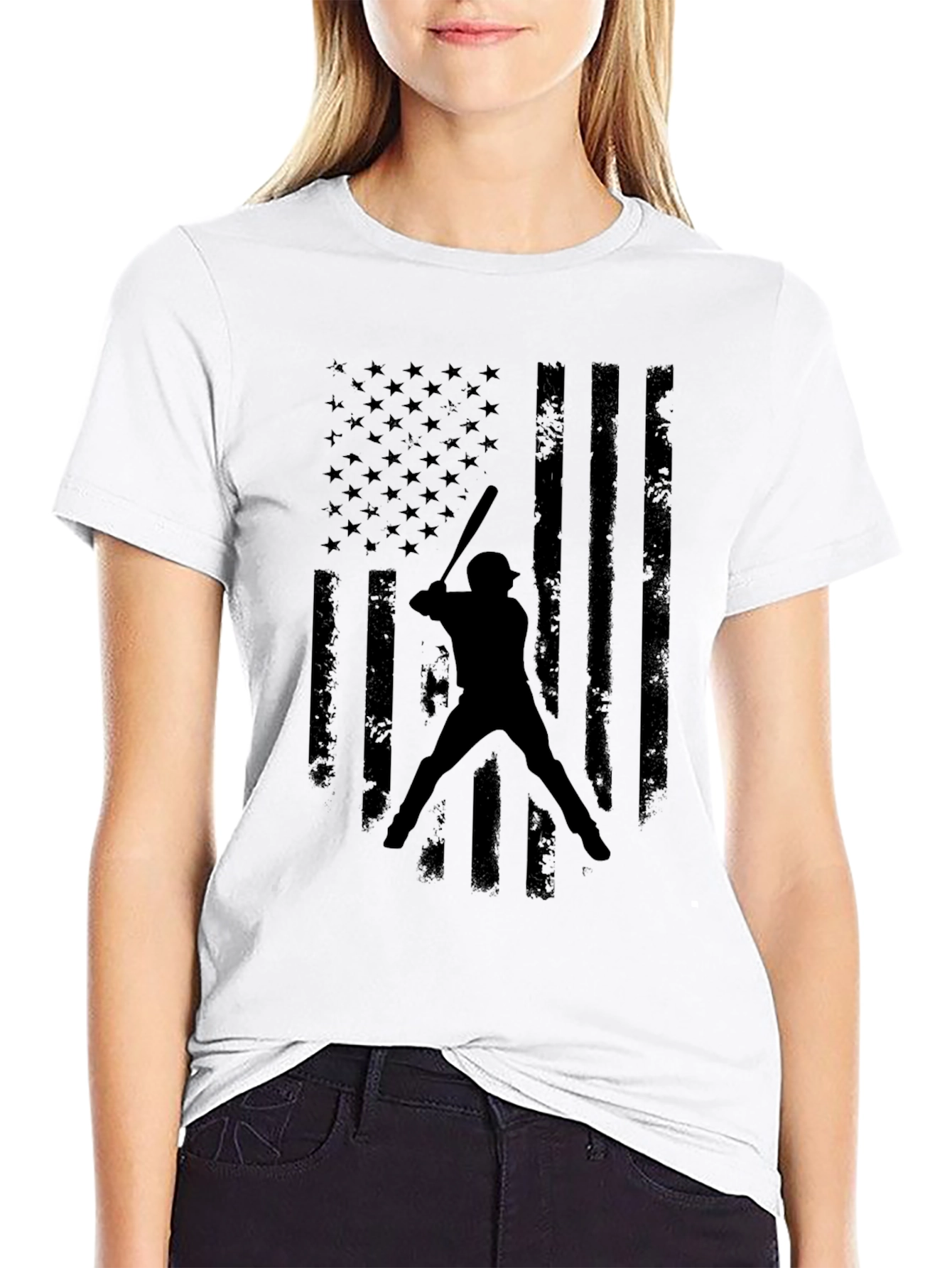 American Flag Baseball Graphic T-Shirt