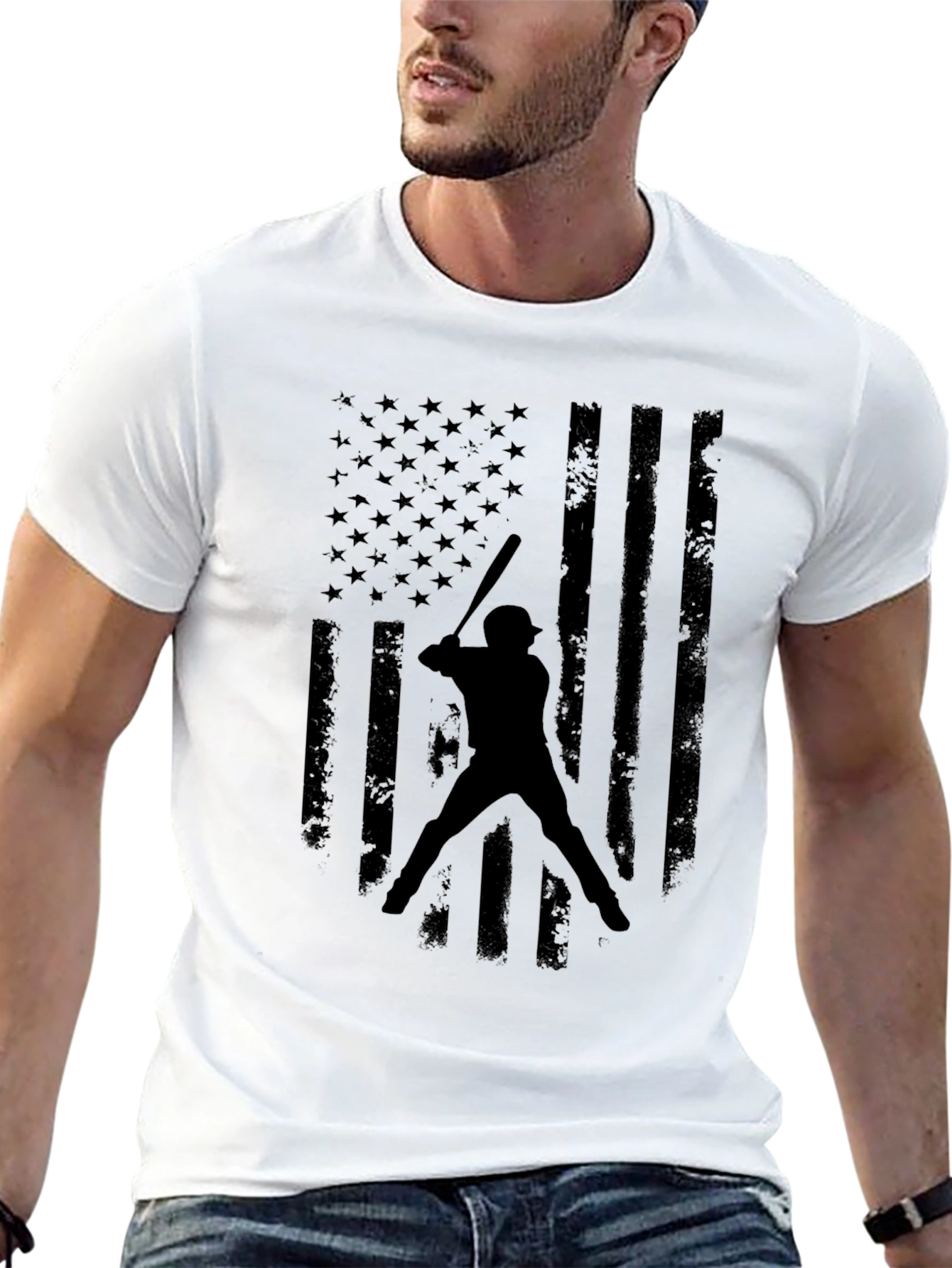 American Flag Baseball Graphic T-Shirt