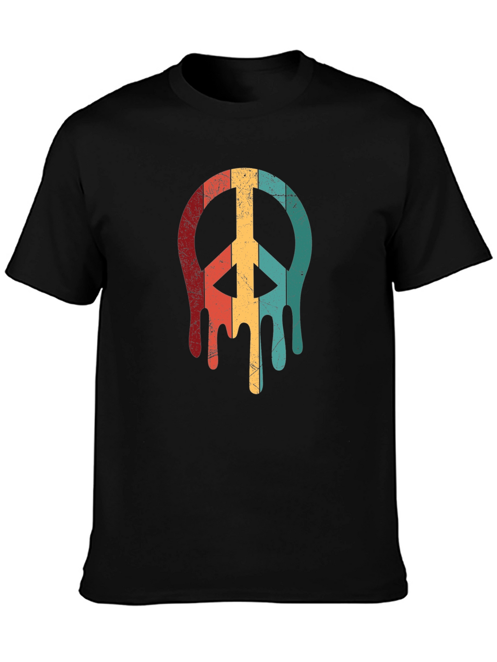 Retro Drip Peace Sign Graphic Tee - Black