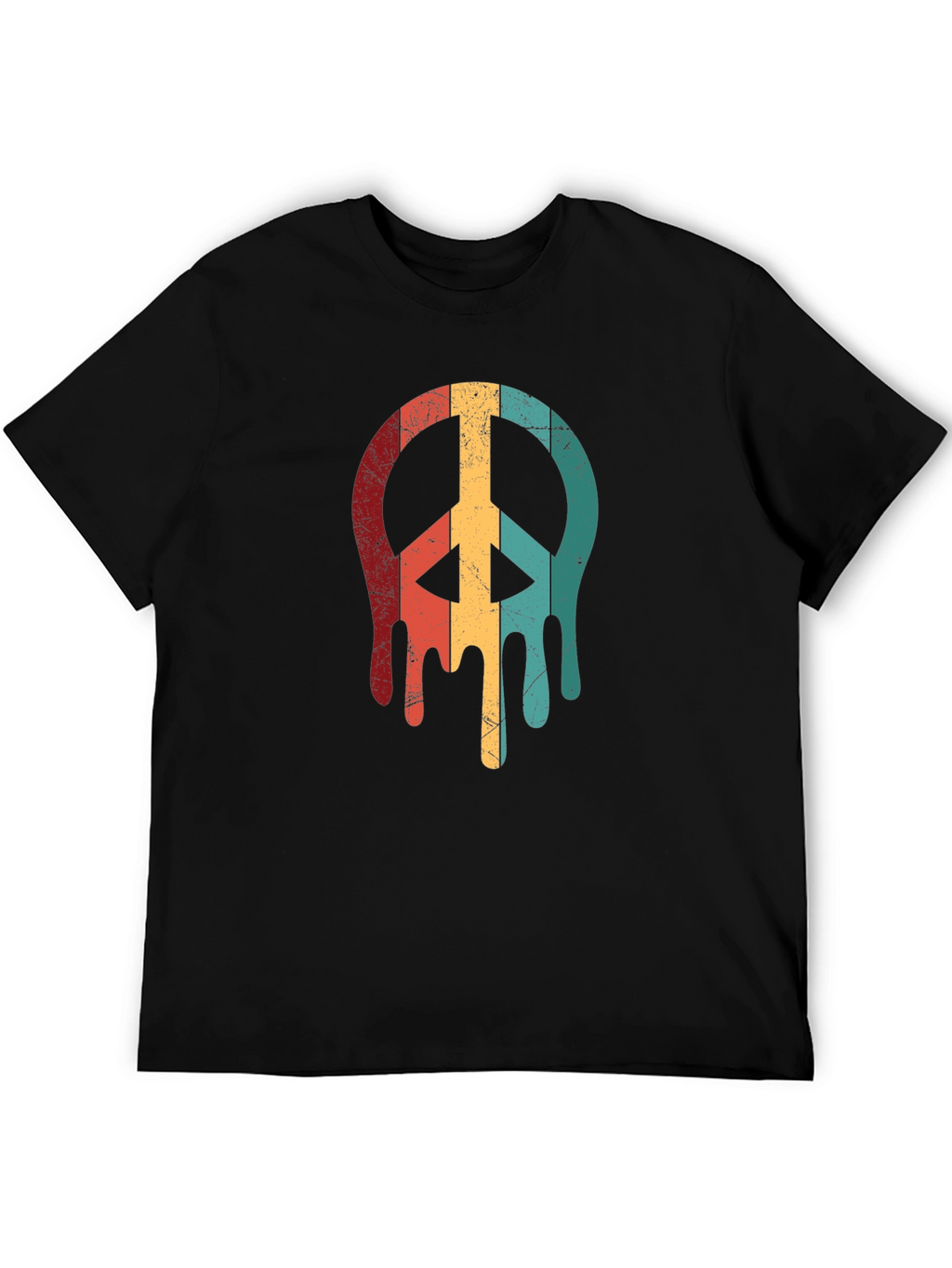 Retro Drip Peace Sign Graphic Tee - Black