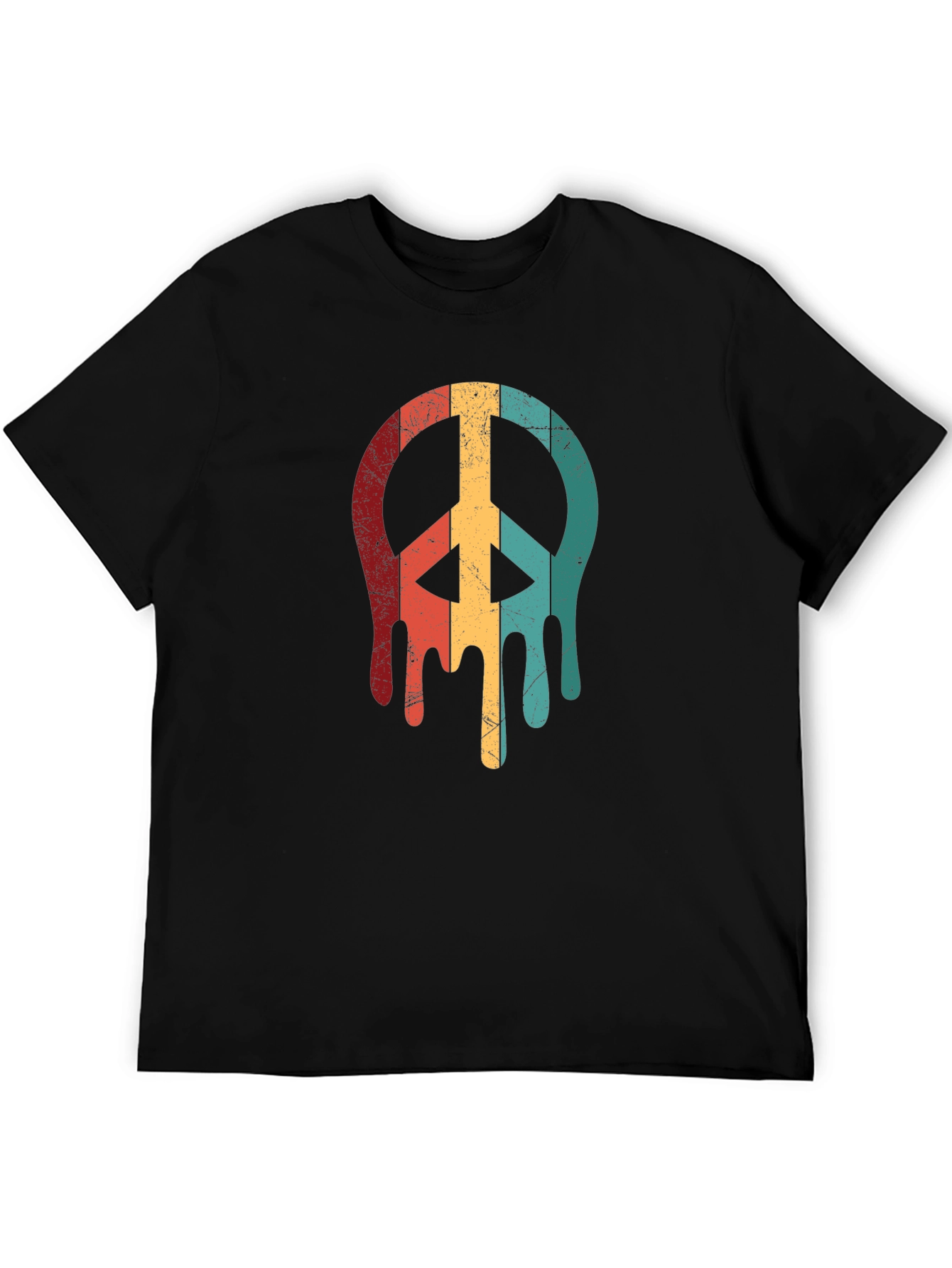 Retro Drip Peace Sign Graphic Tee - Black