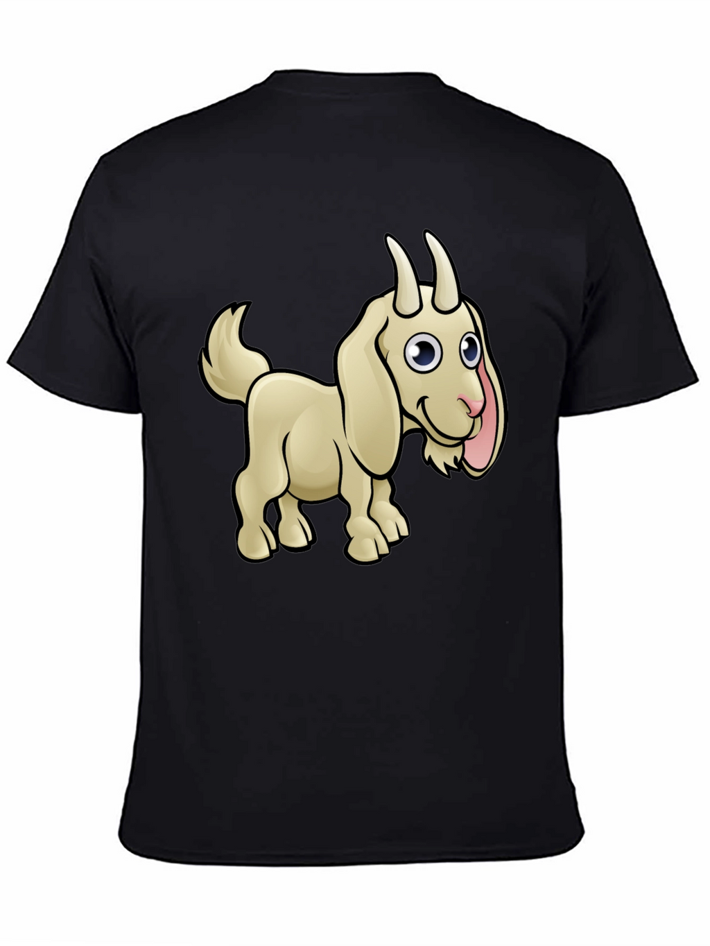 Goat Cartoon Black T-Shirt