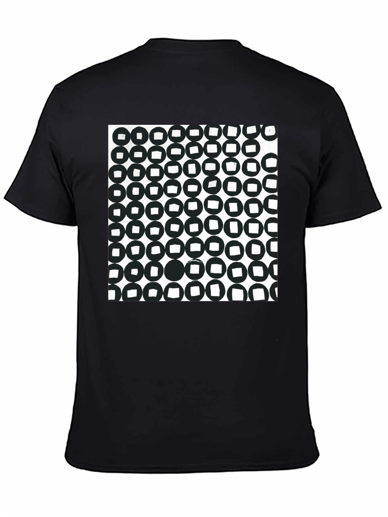 Abstract Circle Pattern Black T-Shirt