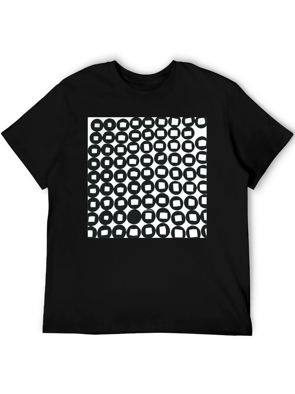 Abstract Circle Pattern Black T-Shirt