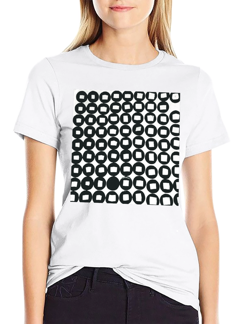 Abstract Circle Pattern Black T-Shirt