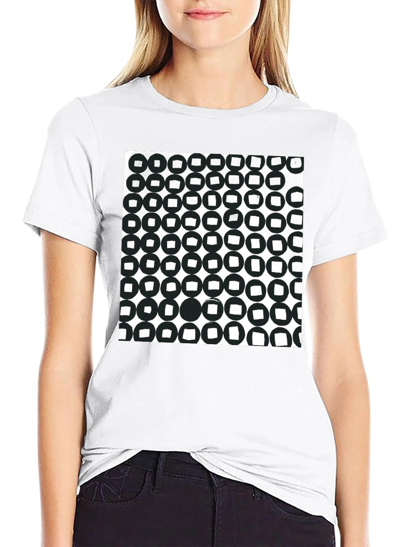 Abstract Circle Pattern Black T-Shirt