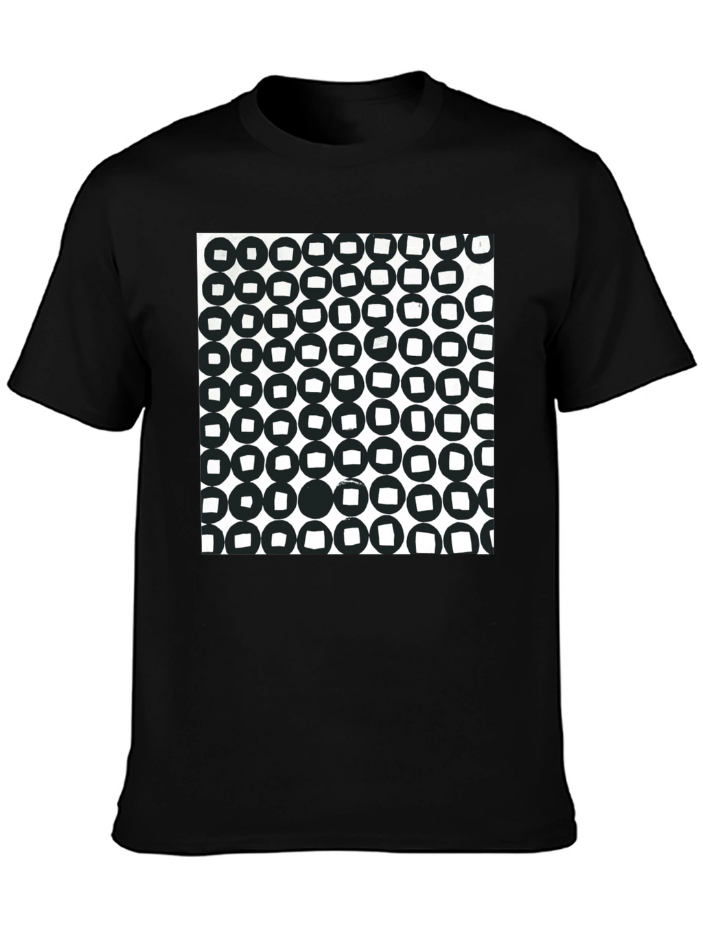 Abstract Circle Pattern Black T-Shirt