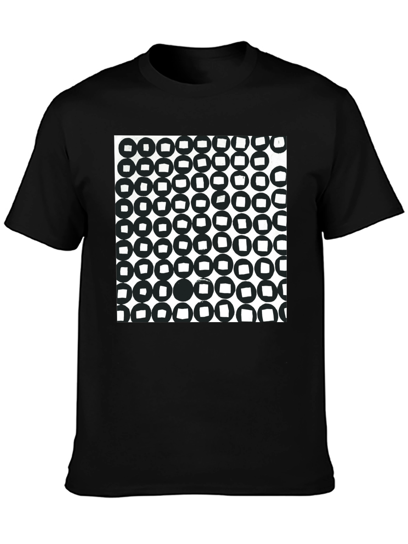 Abstract Circle Pattern Black T-Shirt