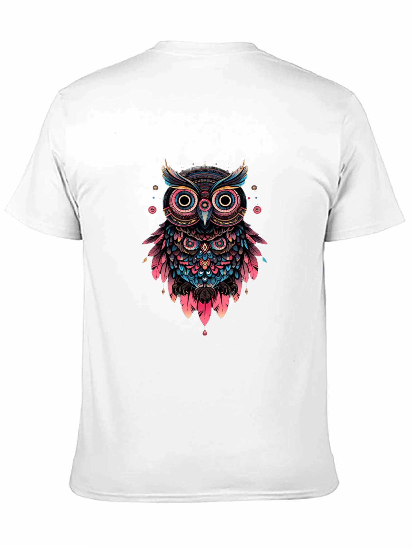 Abstract Owl Graphic Print Black T-Shirt