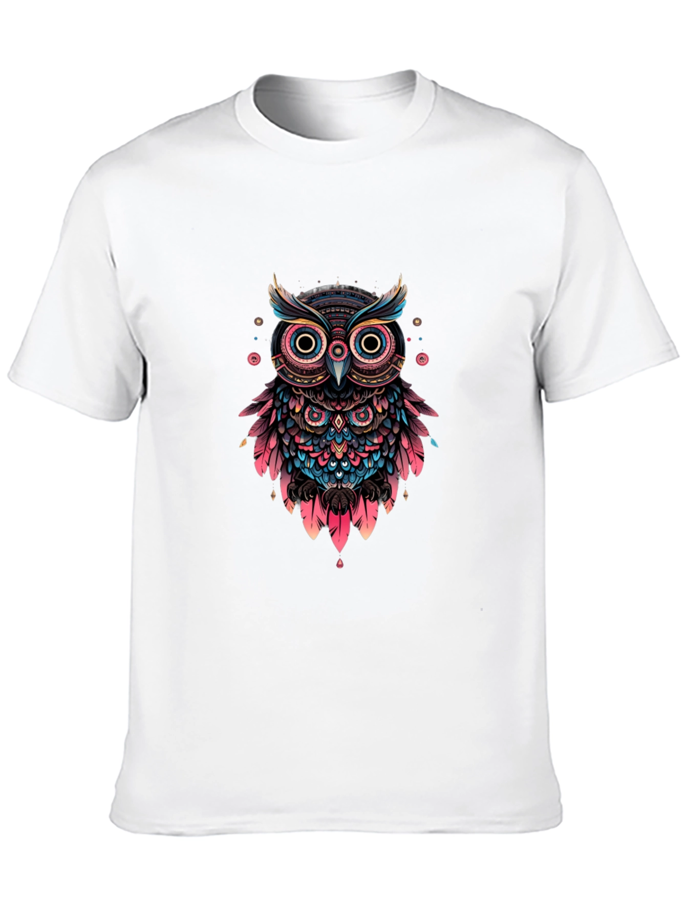 Abstract Owl Graphic Print Black T-Shirt