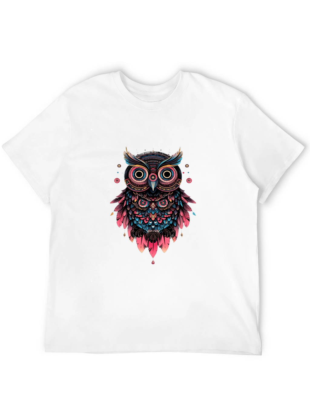 Abstract Owl Graphic Print Black T-Shirt