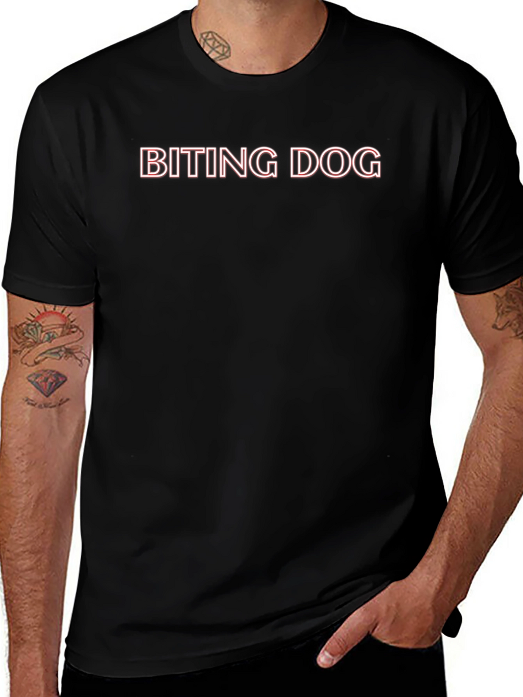 Biting Dog Graphic Tee - Bold Statement Shirt