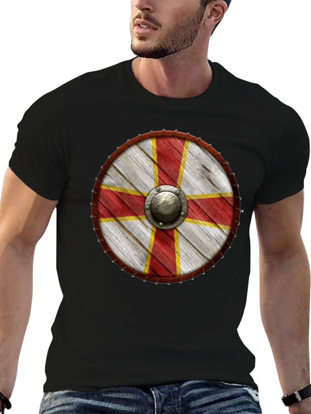 Viking Shield T-Shirt - Medieval Knight Design