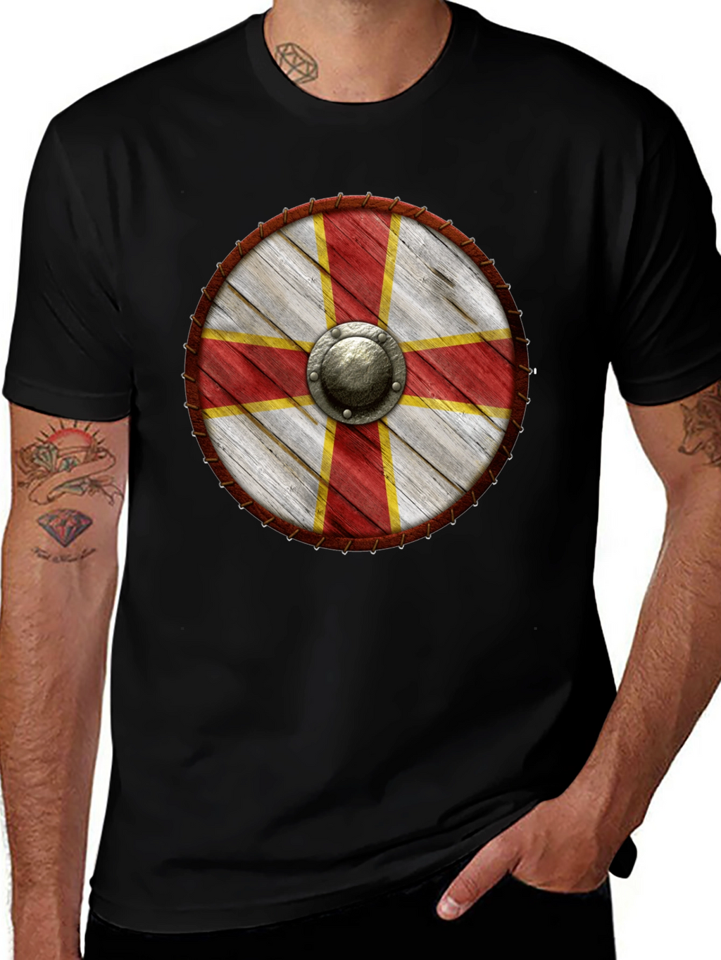 Viking Shield T-Shirt - Medieval Knight Design