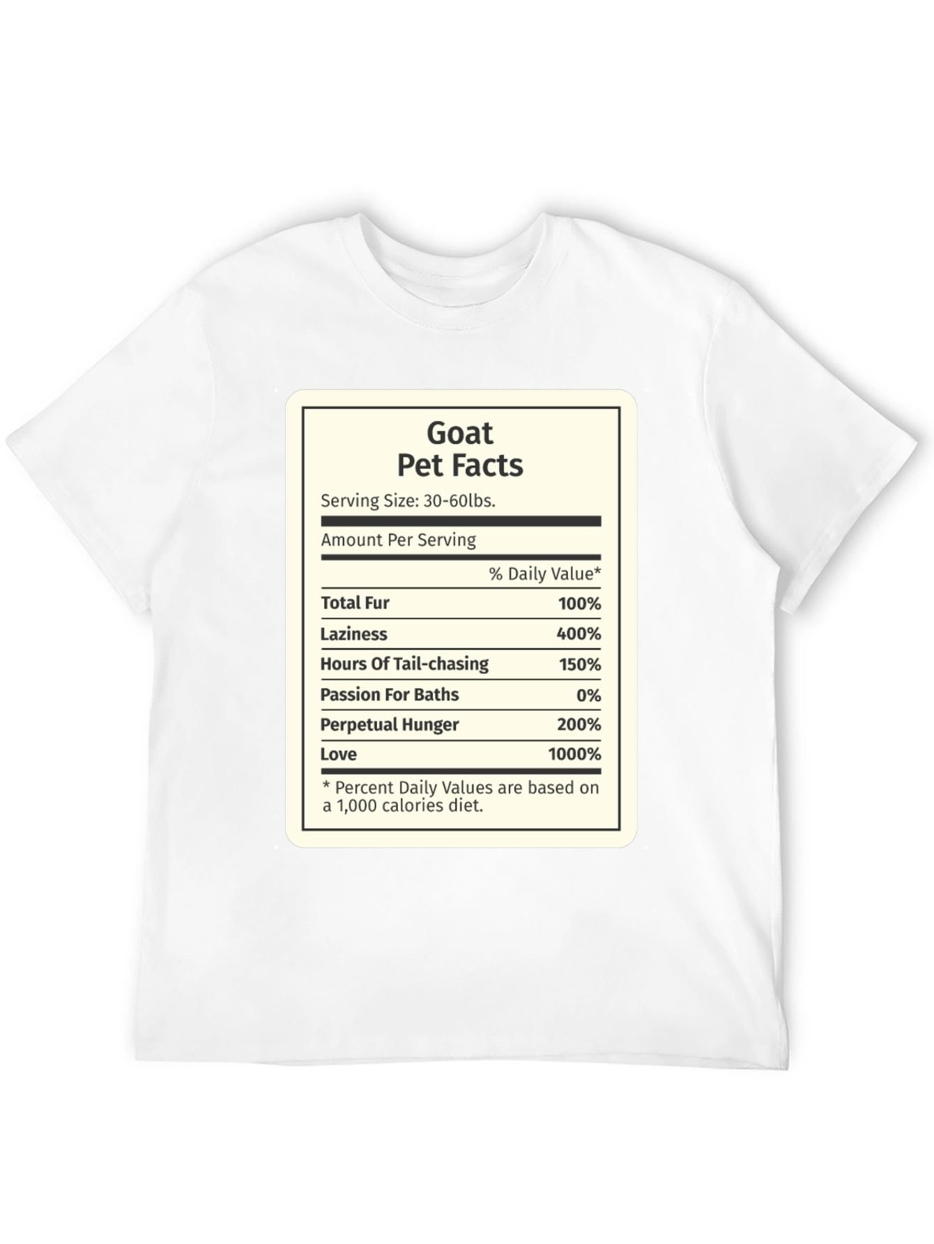Goat Pet Facts Black T-Shirt Novelty