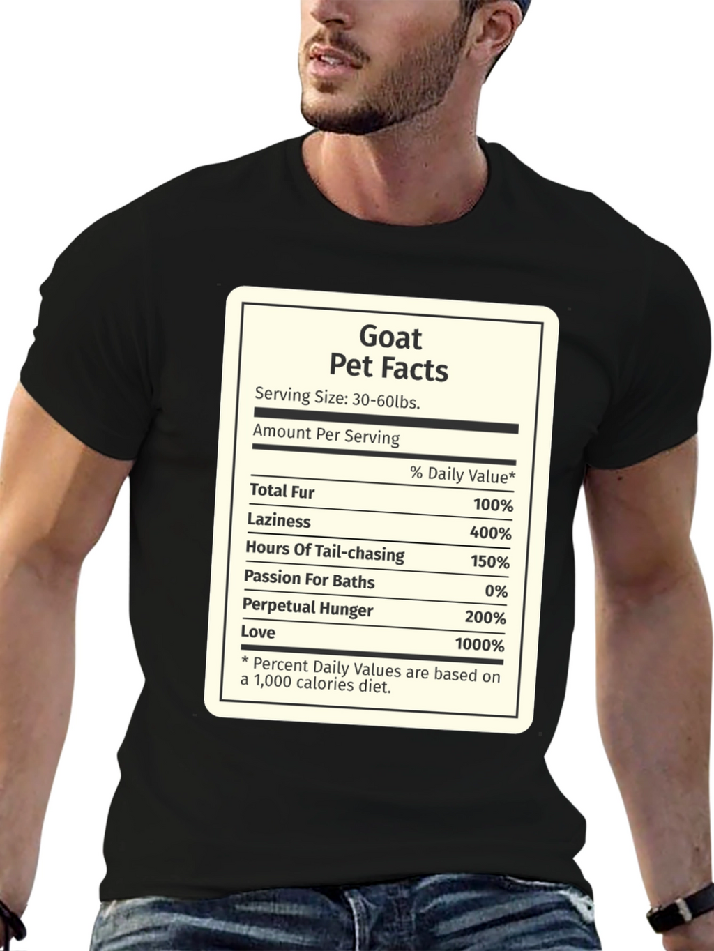 Goat Pet Facts Black T-Shirt Novelty