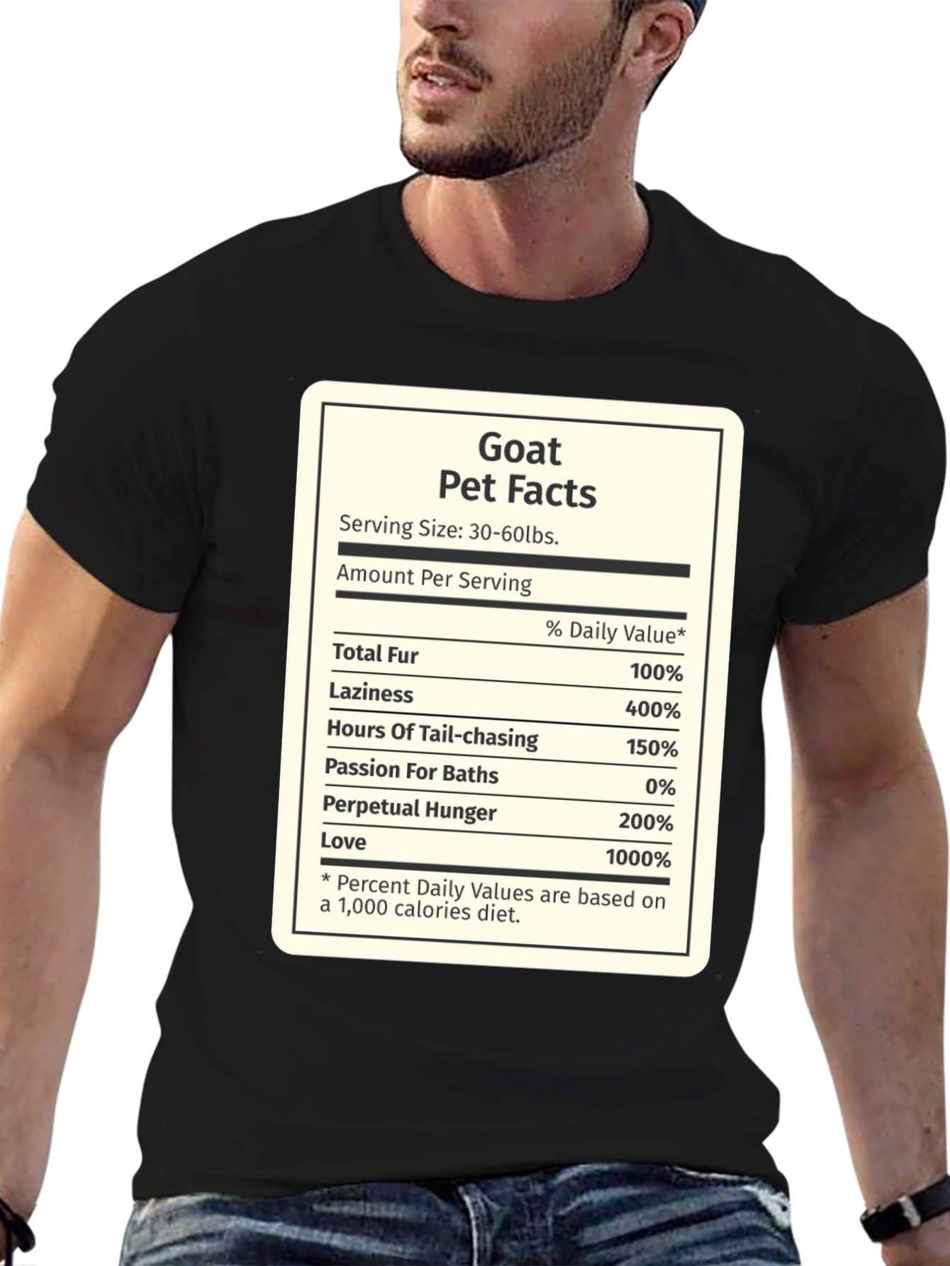 Goat Pet Facts Black T-Shirt Novelty