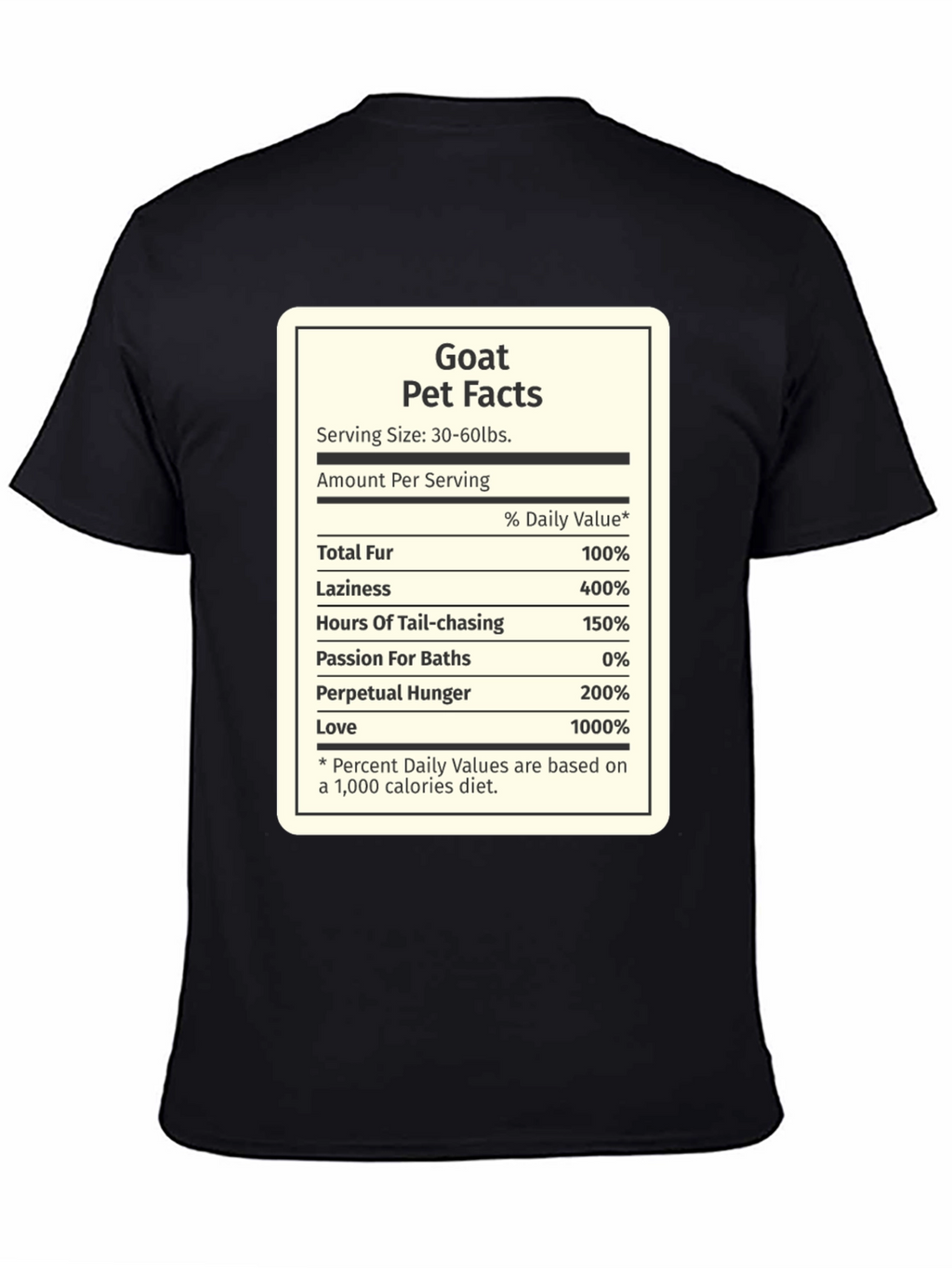 Goat Pet Facts Black T-Shirt Novelty