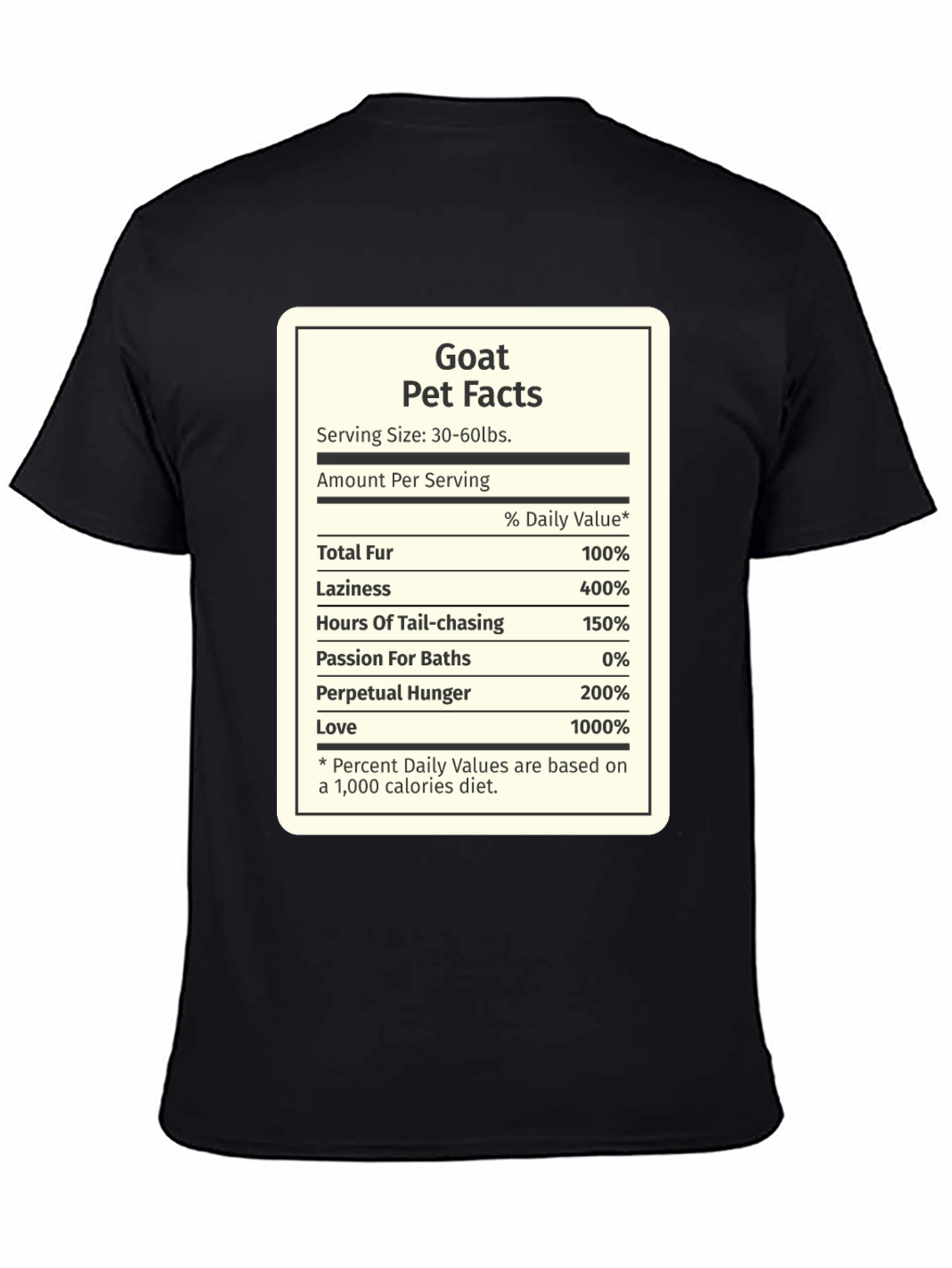Goat Pet Facts Black T-Shirt Novelty