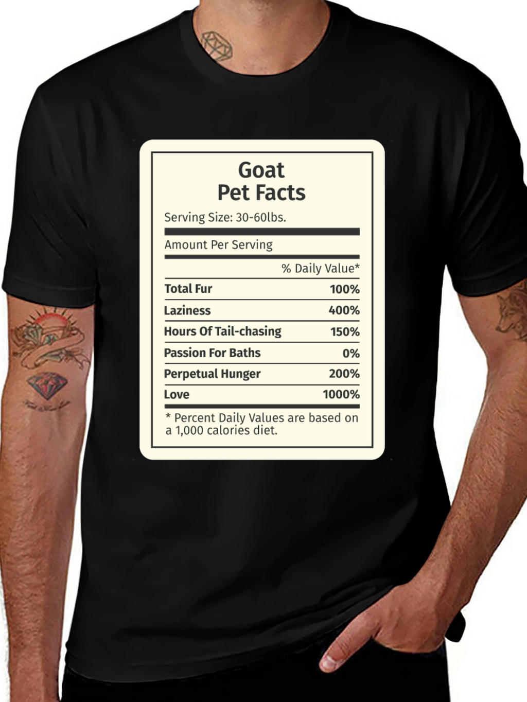 Goat Pet Facts Black T-Shirt Novelty