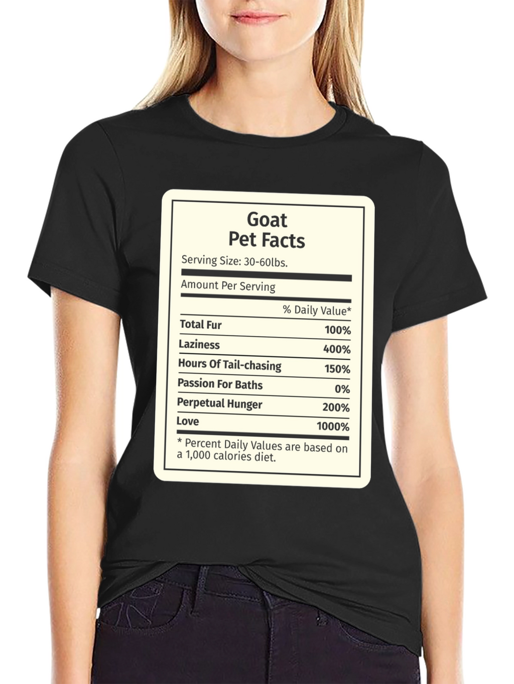 Goat Pet Facts Black T-Shirt Novelty