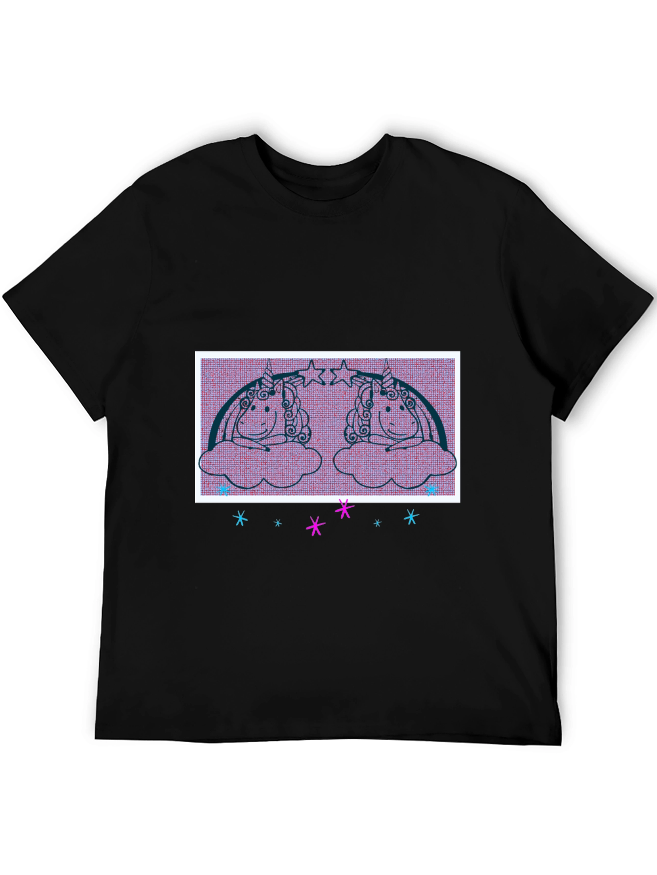 Unicorn Graphic Tee - Black Cotton Blend Shirt