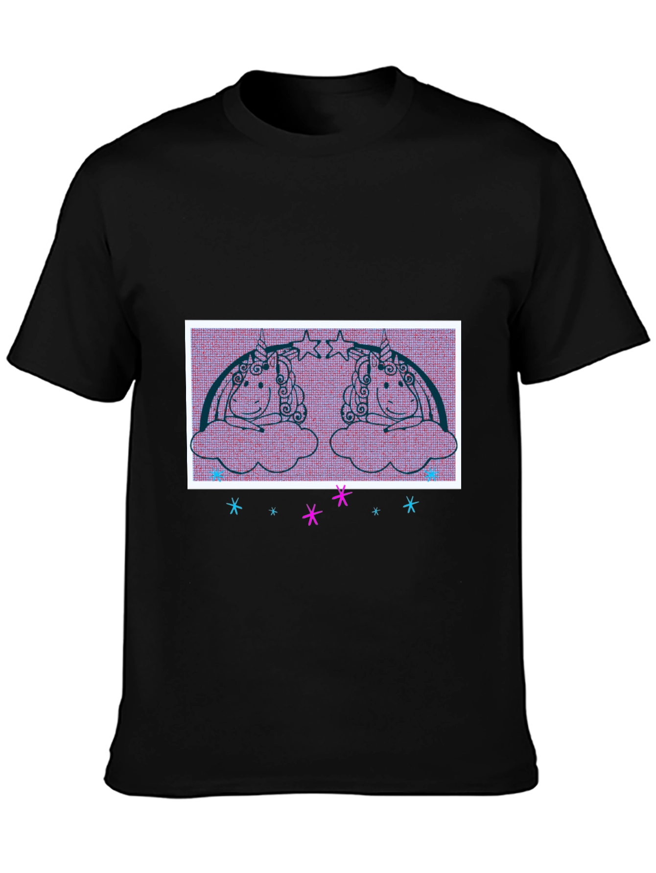 Unicorn Graphic Tee - Black Cotton Blend Shirt