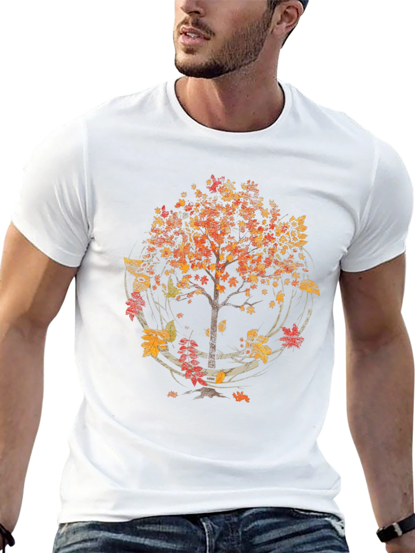 Autumn Tree Graphic T-Shirt - Black