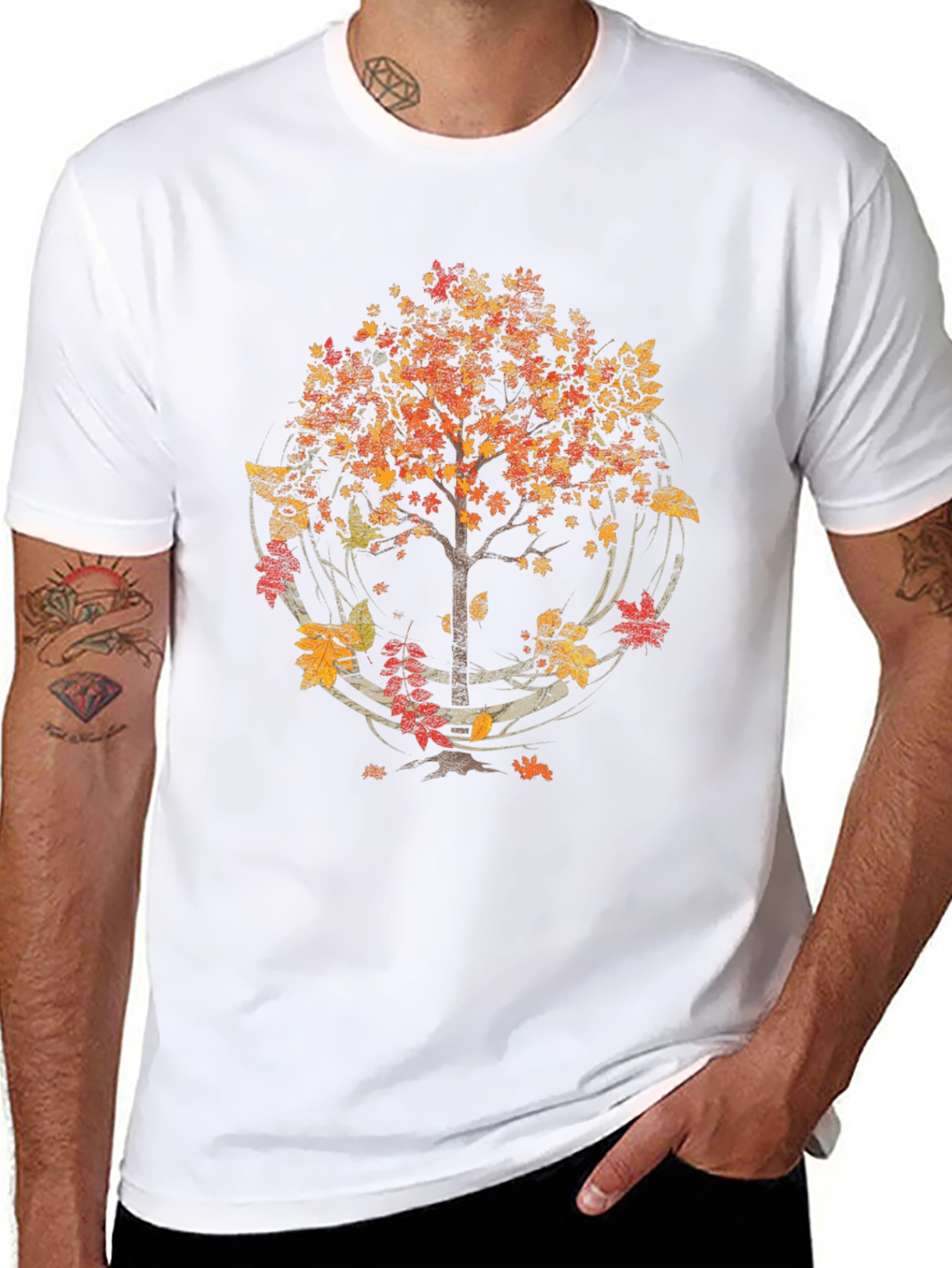 Autumn Tree Graphic T-Shirt - Black