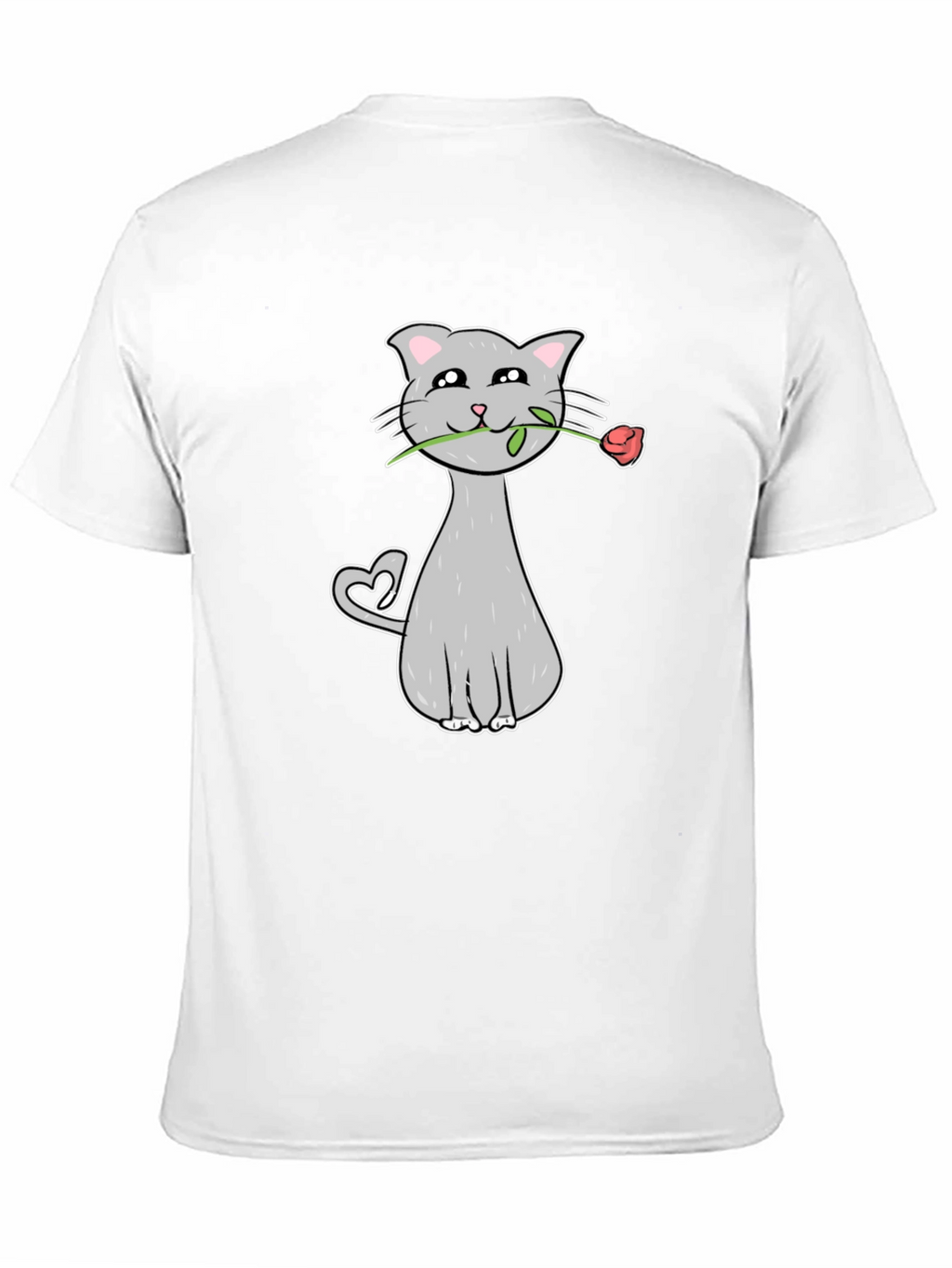 Cat with Rose Graphic Tee - Valentines Day Gift
