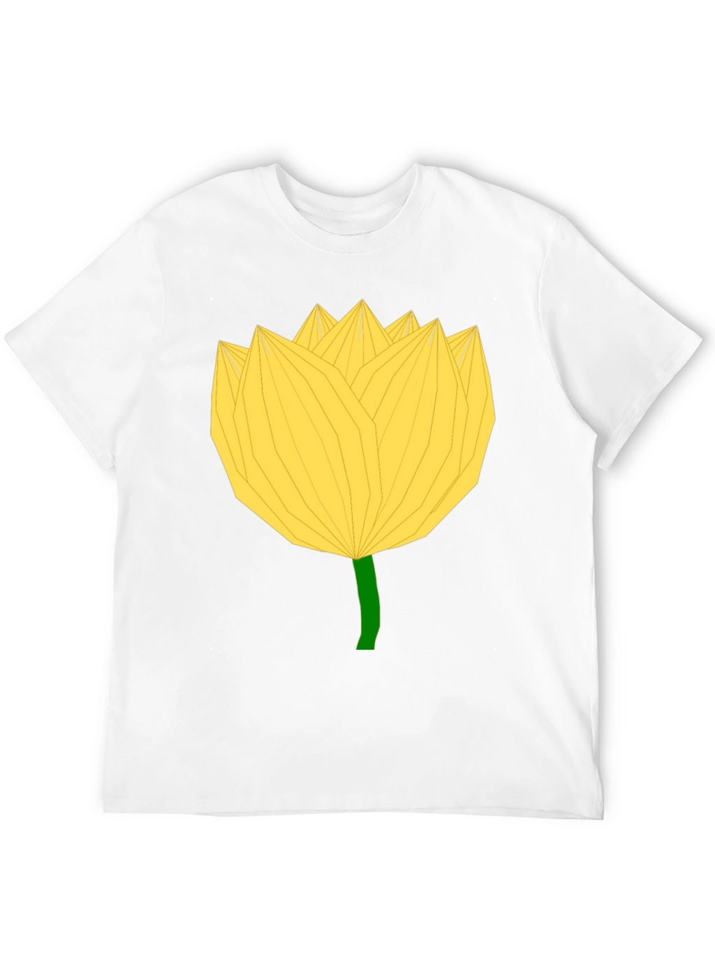 Geometric Yellow Flower Black T-Shirt